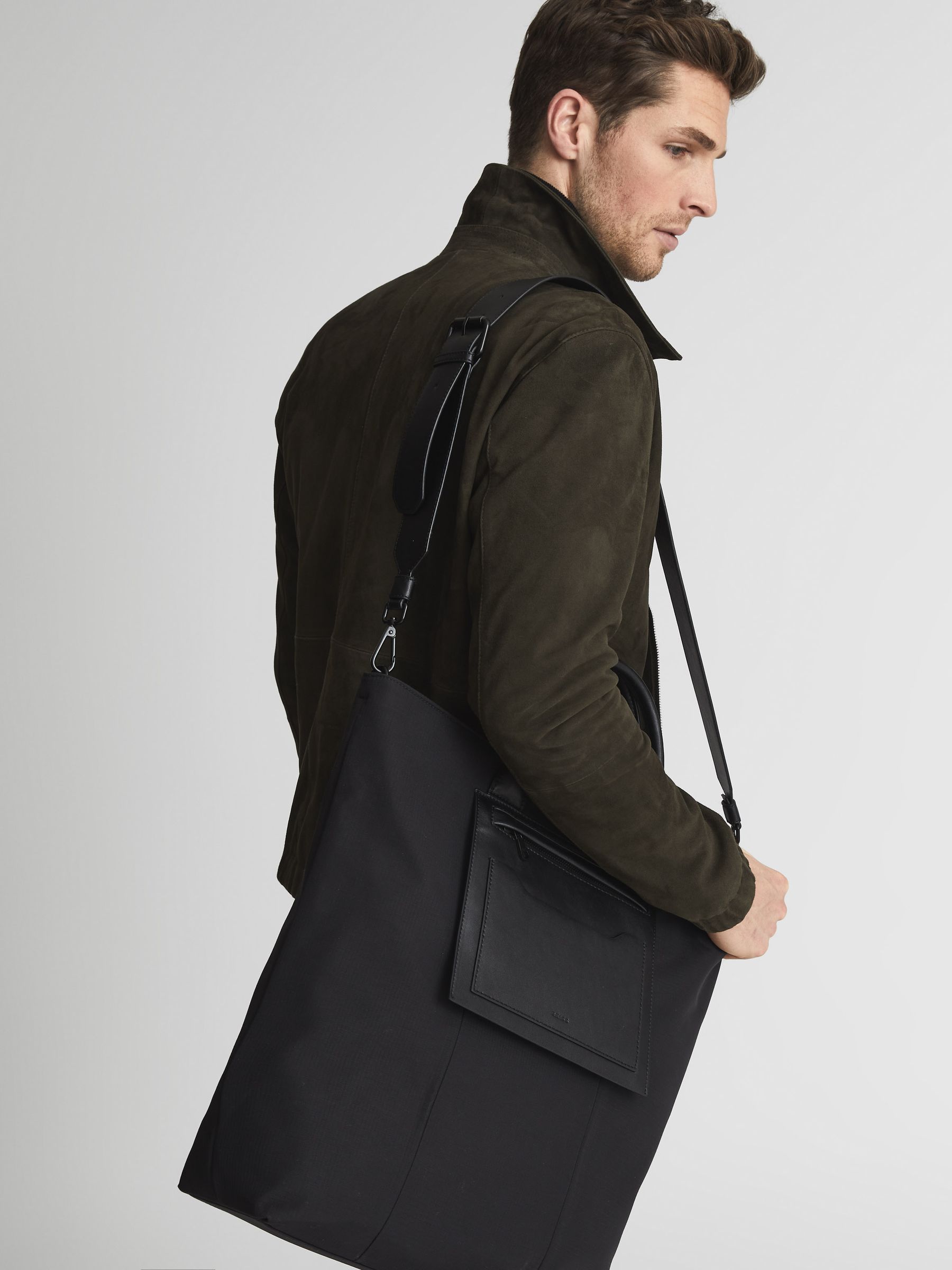 North South Ripstop Nylon Tote Bag in Black - Image 2 of 9