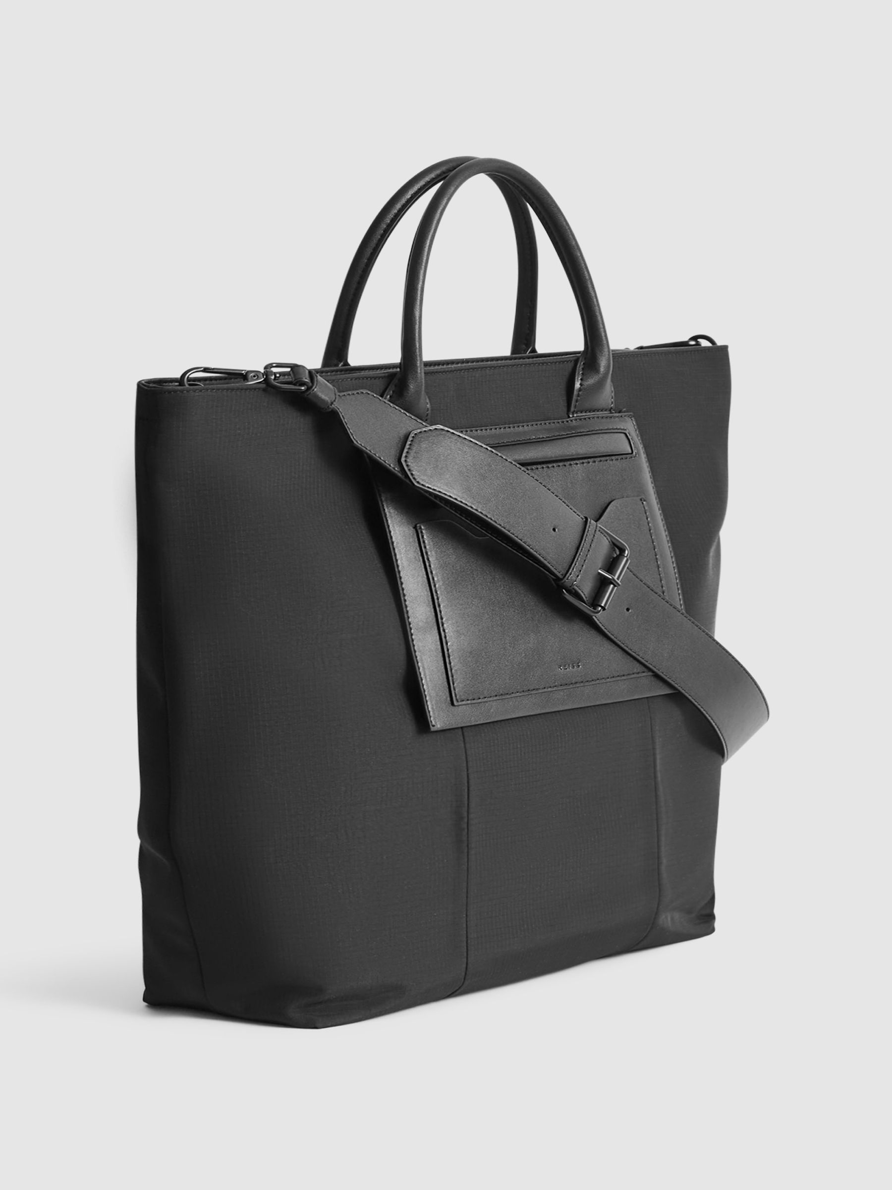 North South Ripstop Nylon Tote Bag in Black - Image 4 of 9
