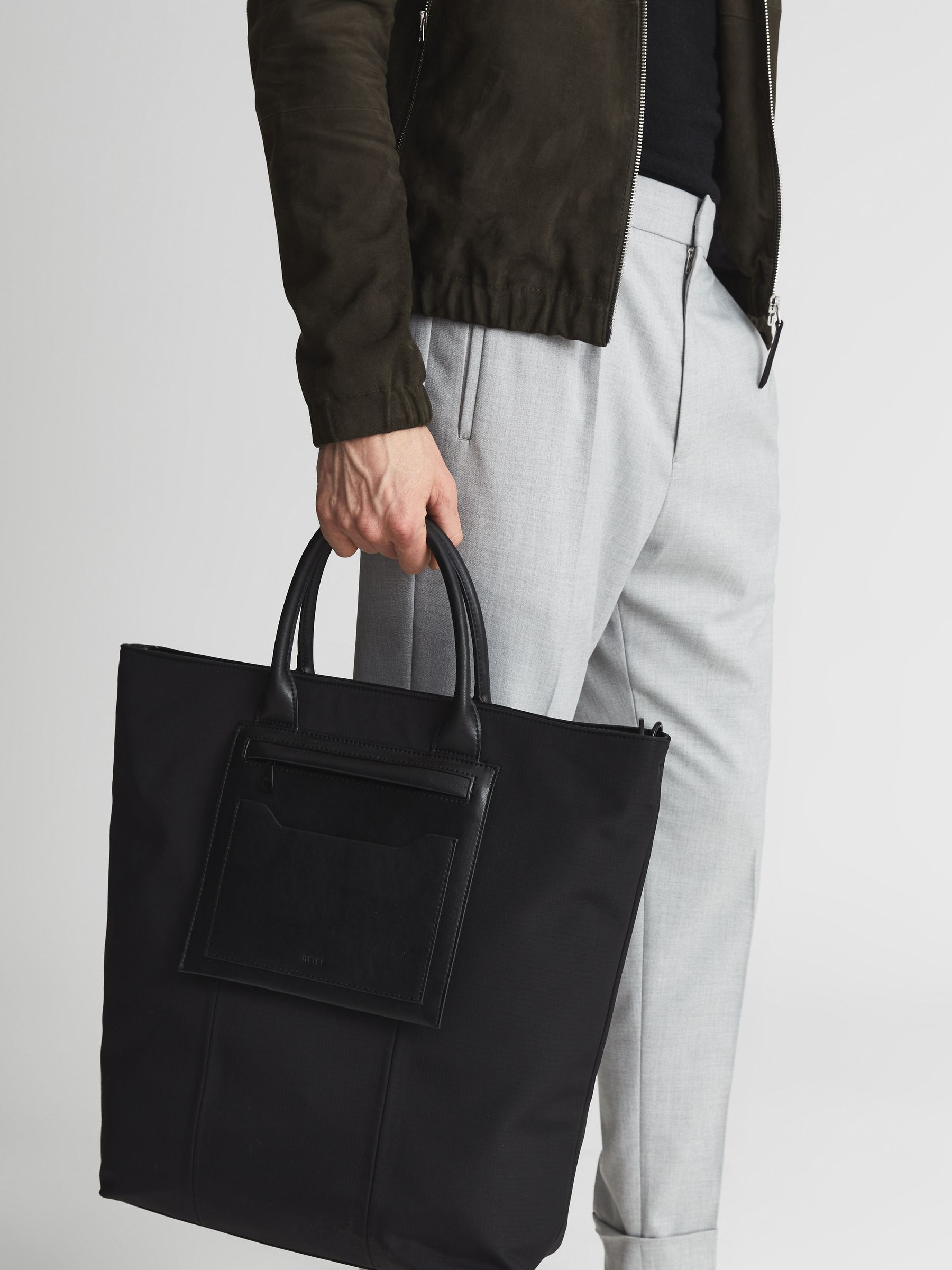 North South Ripstop Nylon Tote Bag in Black - Image 9 of 9