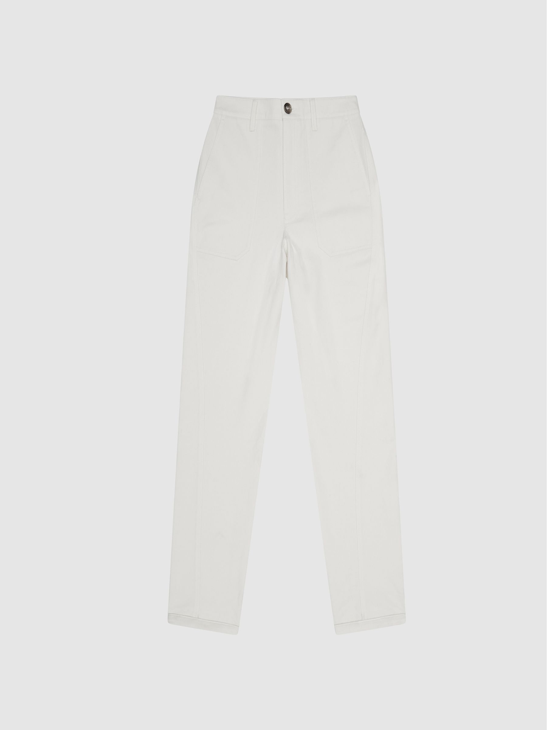 Cotton Tapered Trousers in White - Image 2 of 6
