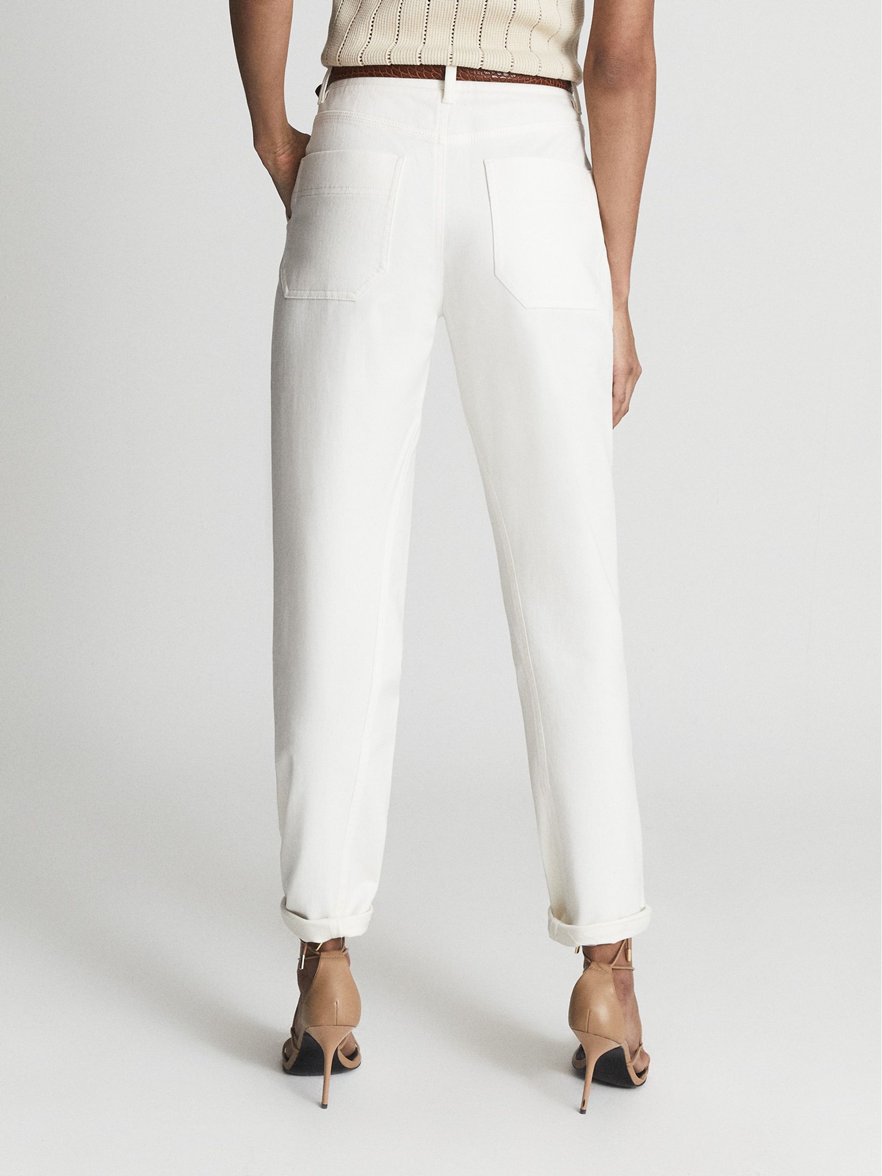Cotton Tapered Trousers in White - Image 5 of 6