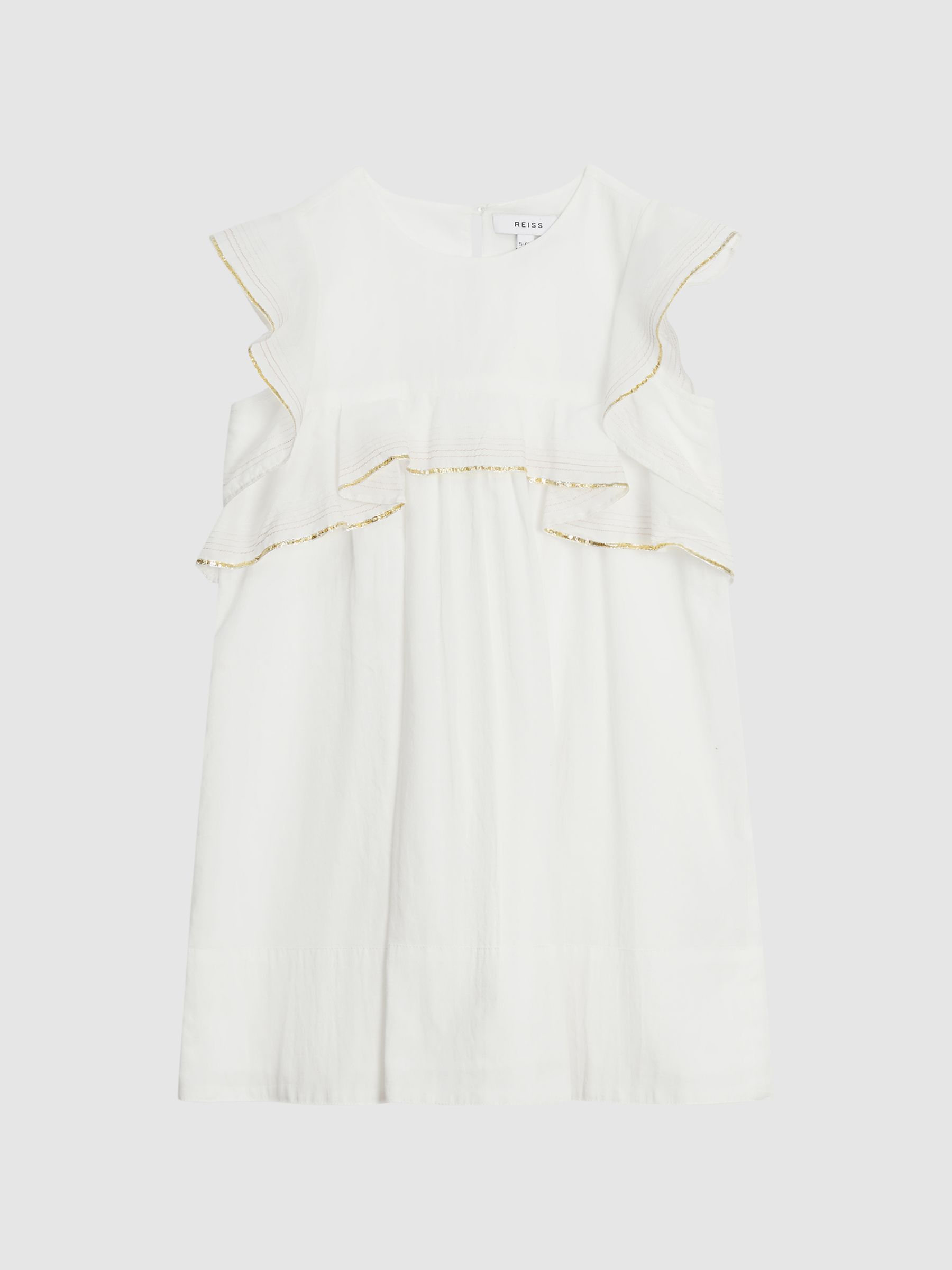 Ruffle Shoulder Dress in White - 圖片 2/7