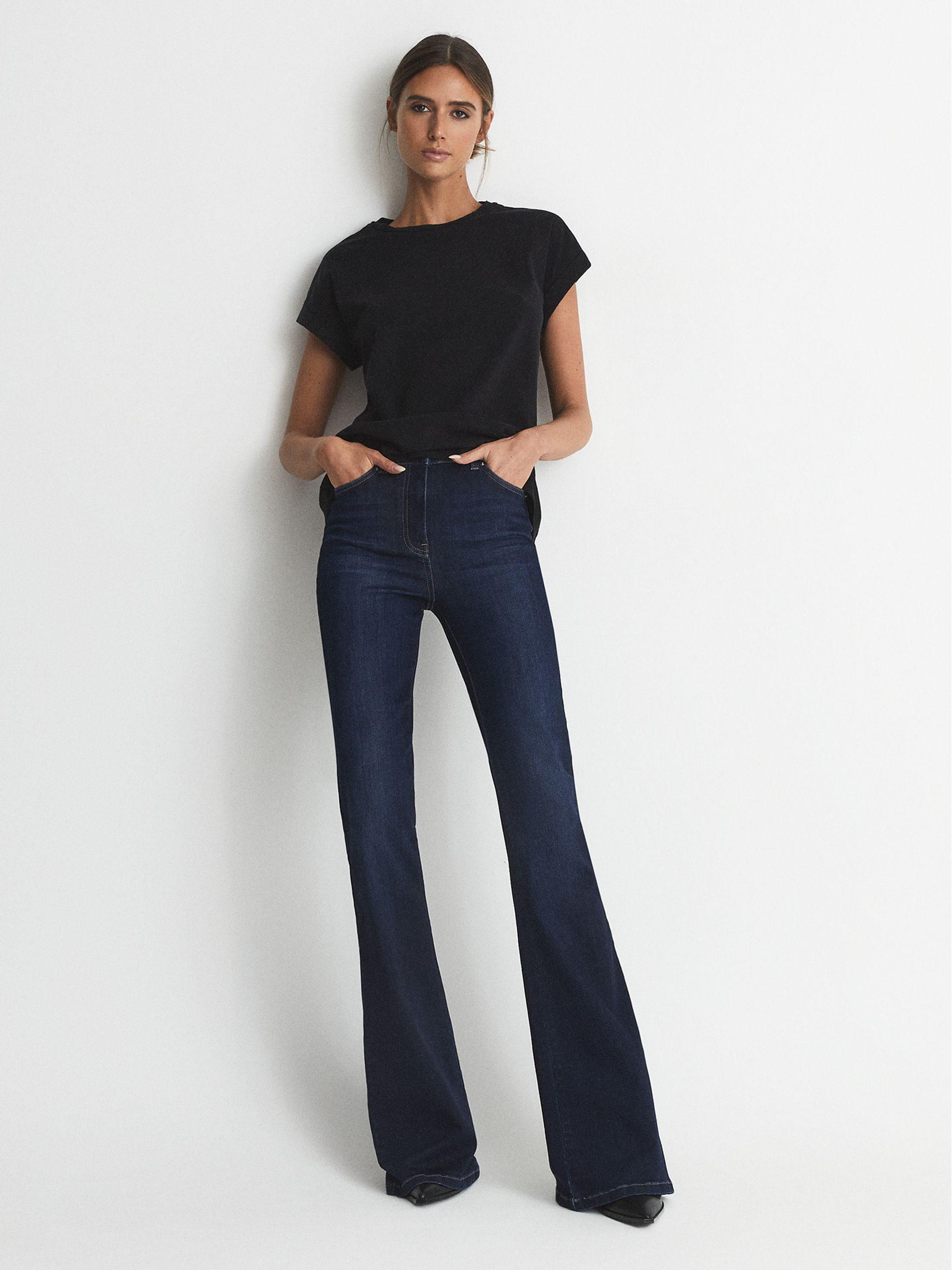 Cotton-Jersey Crew Neck T-Shirt in Black - Image 1 of 4