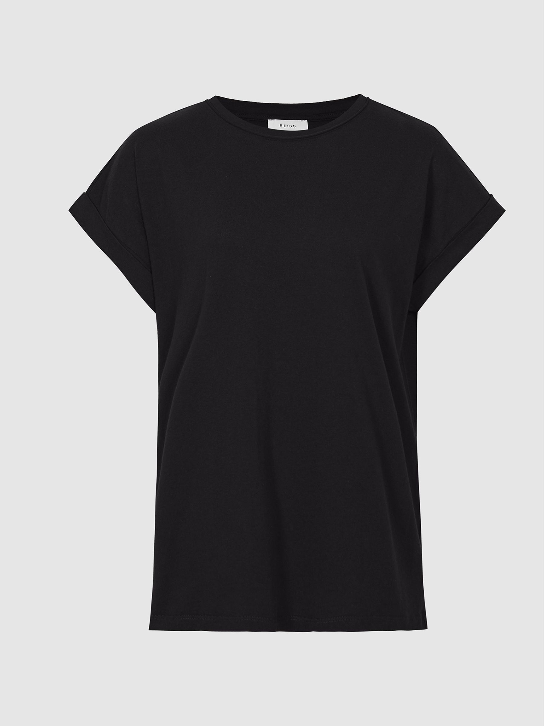 Cotton-Jersey Crew Neck T-Shirt in Black - Image 2 of 4