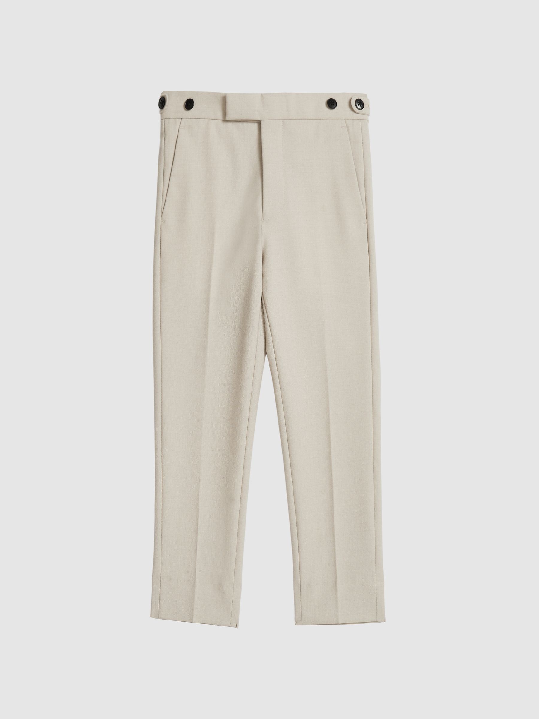Modern Fit Wool Trousers in Stone - Image 2 of 6