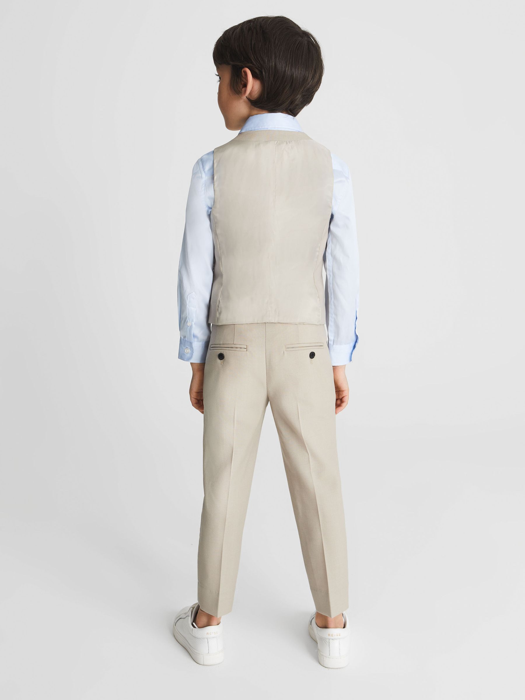 Modern Fit Wool Trousers in Stone - Image 5 of 6
