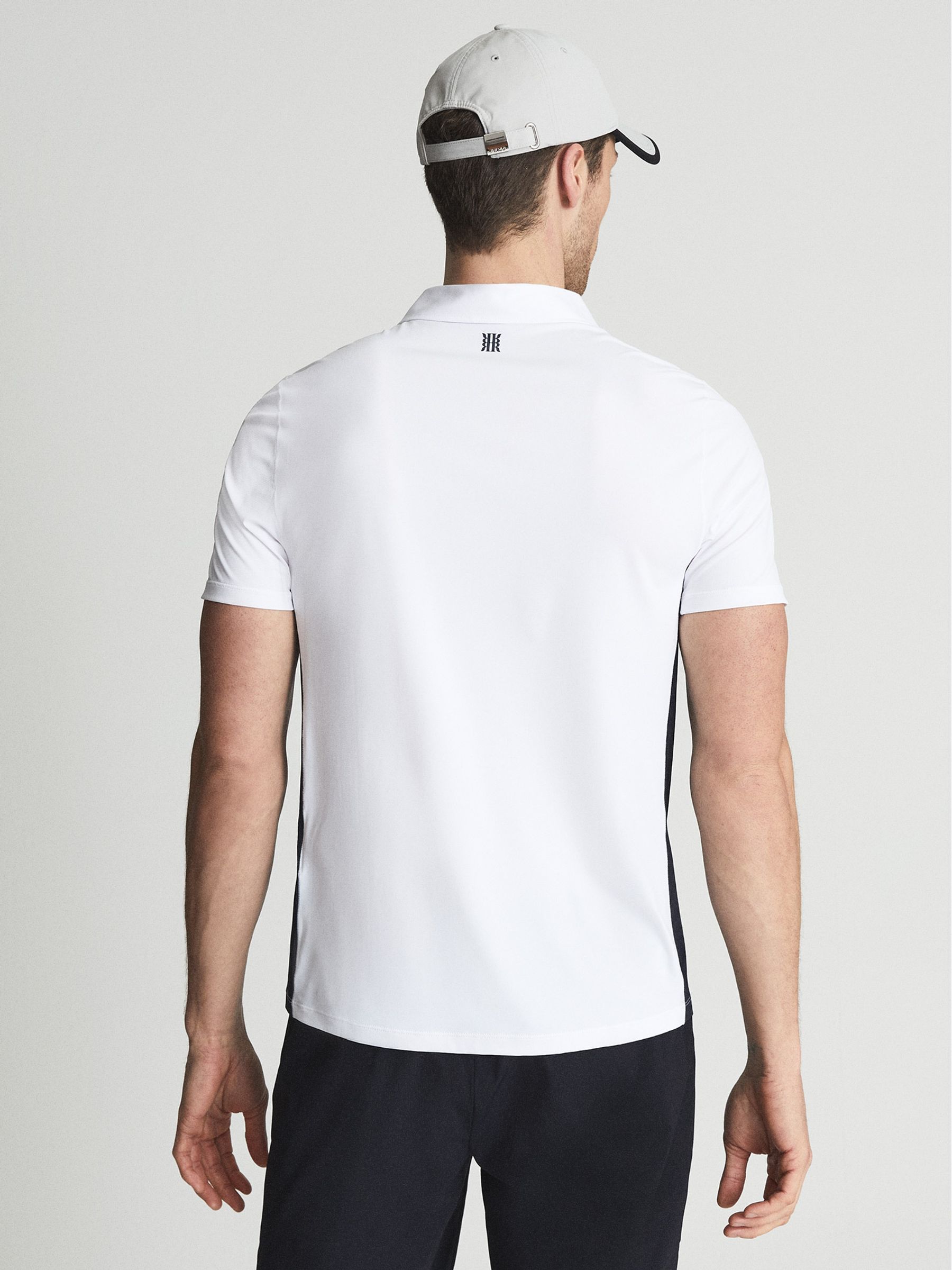 Golf Half Zip Stretch Polo in White/Air Force - Image 5 of 7