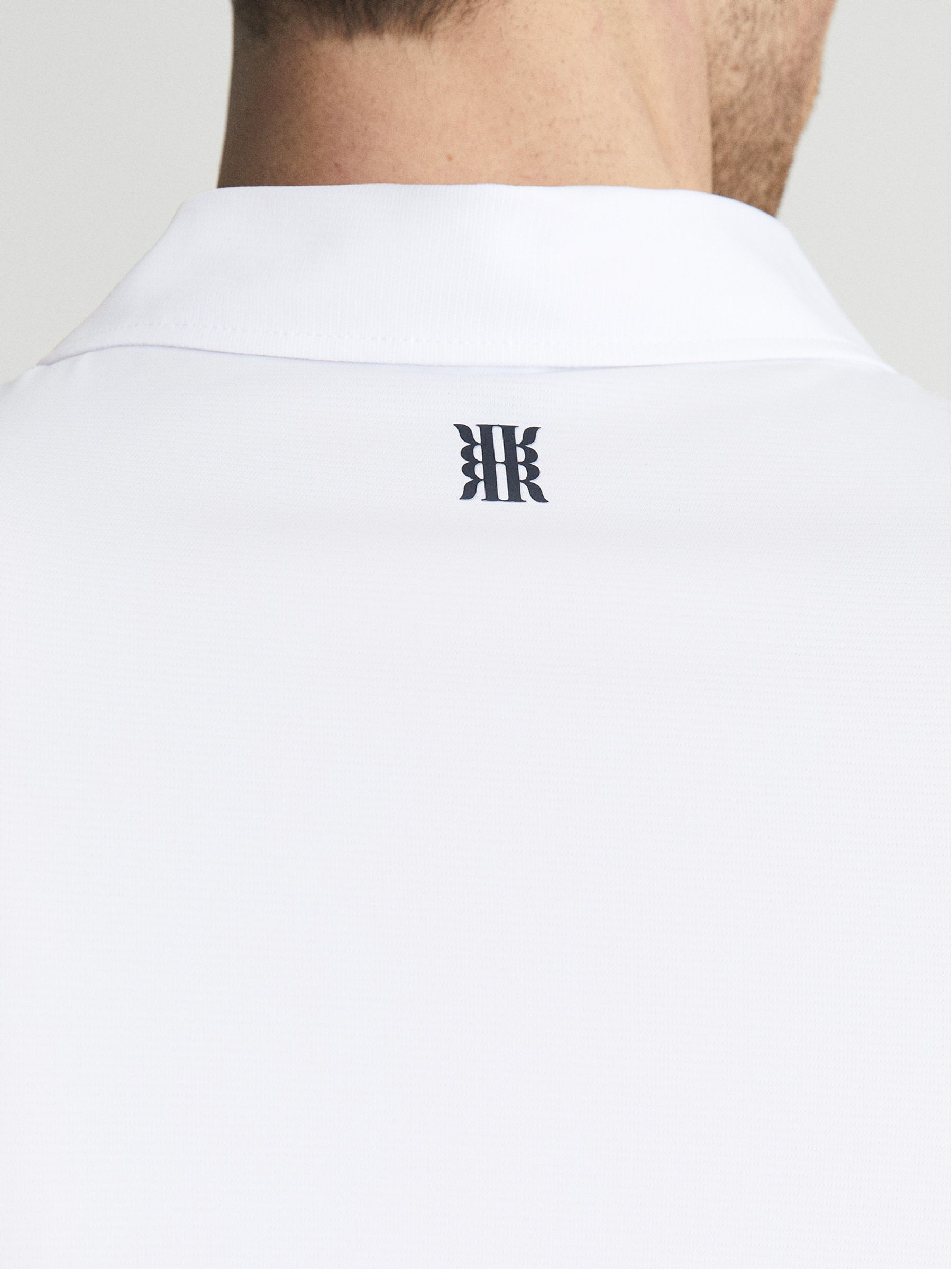 Golf Half Zip Stretch Polo in White/Air Force - Image 6 of 7