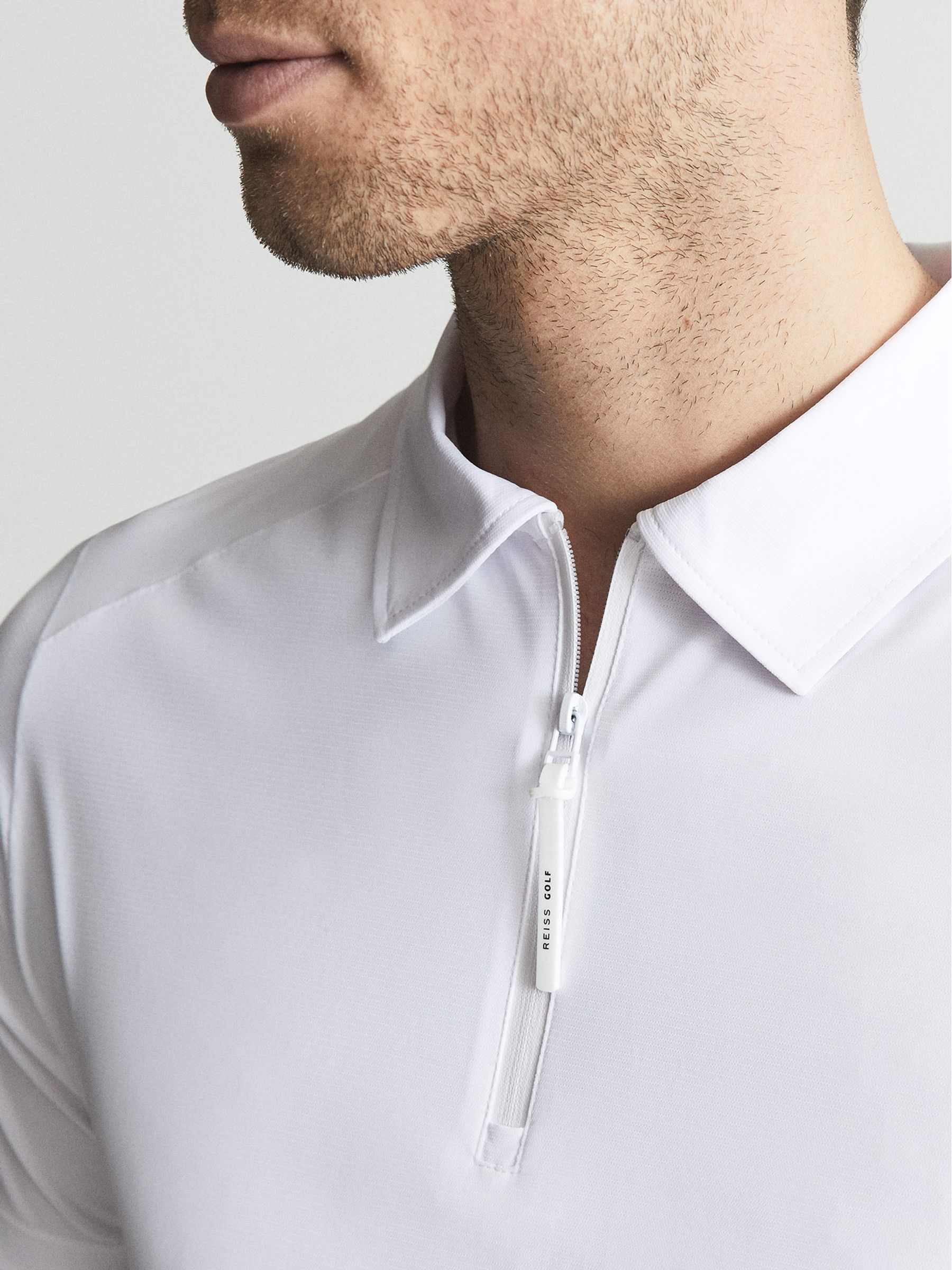 Golf Half Zip Stretch Polo in White/Air Force - Image 7 of 7