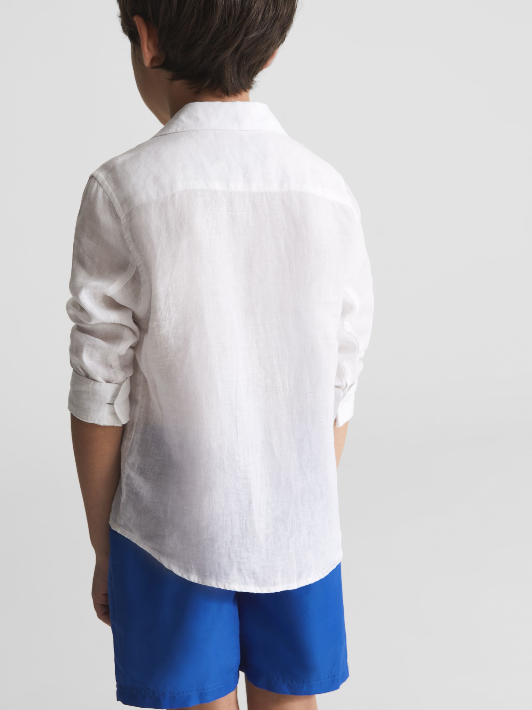 Junior Plain Drawstring Swim Shorts in Bright Blue - Image 4 of 5