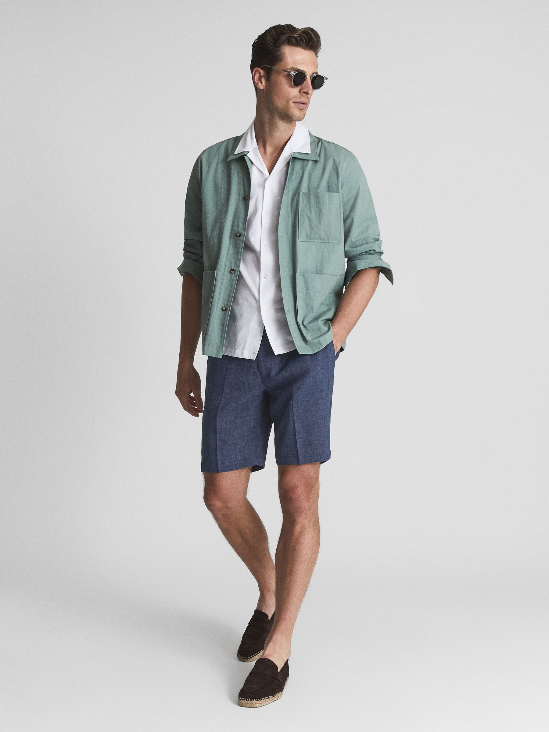 【海外限定】REISSショートパンツ☆Devon Linen Blend Bermuda S Reiss Linen-Blend Bermuda Shorts in White | REISS