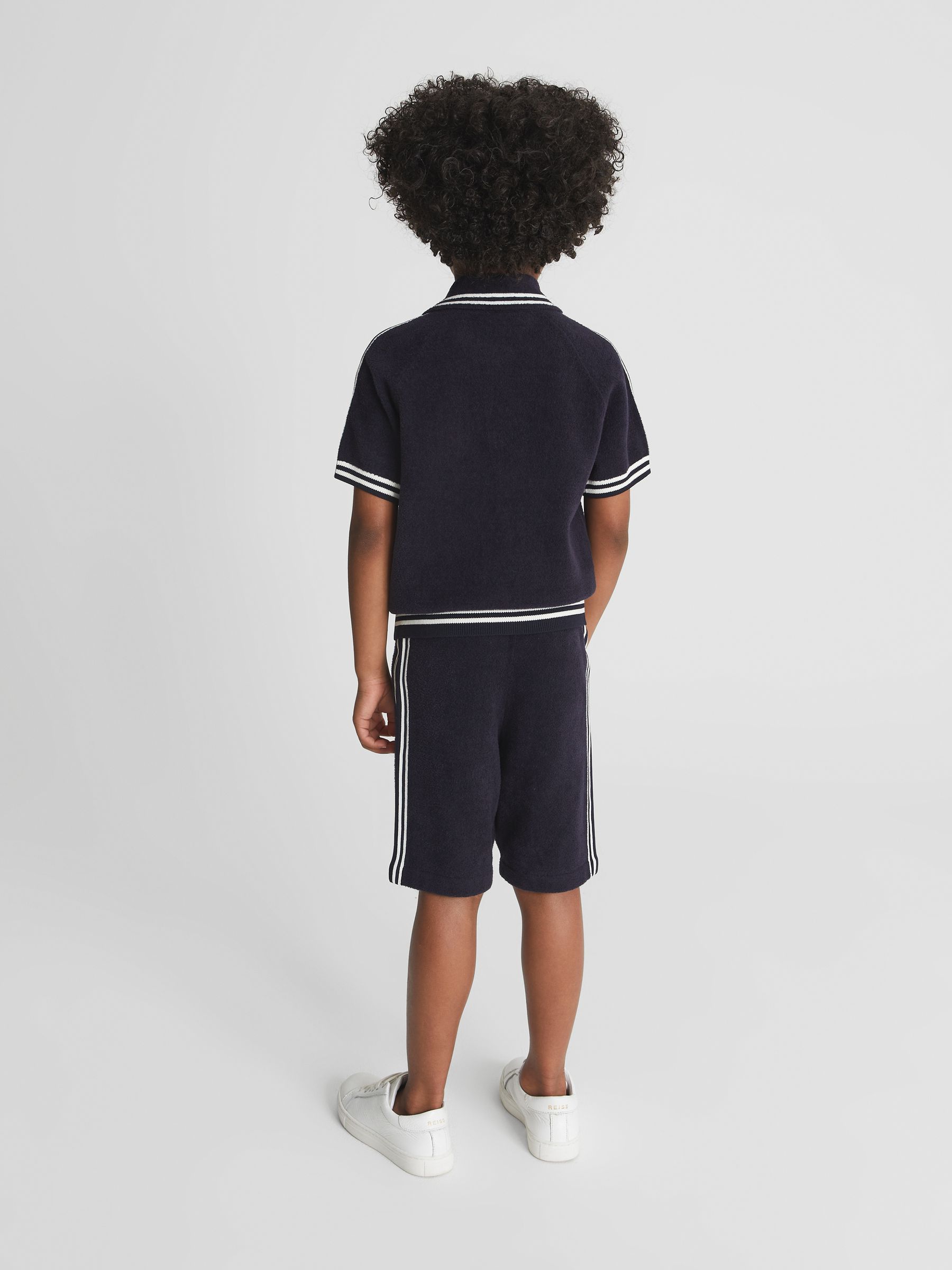 Velour Stripe Shirt in Navy - Image 5 of 6