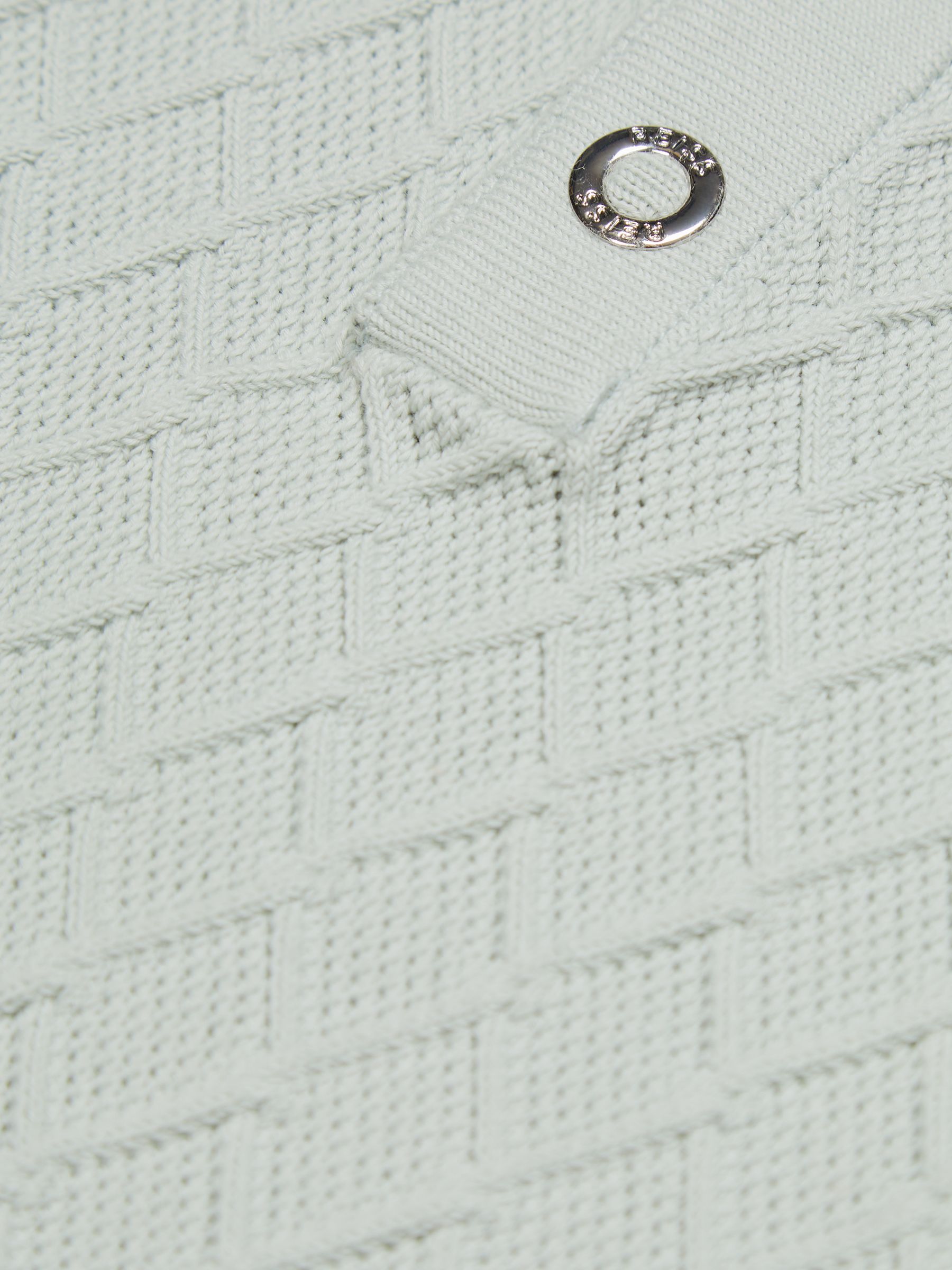 Press Stud Textured Polo T-Shirt in Sage - Image 6 of 6