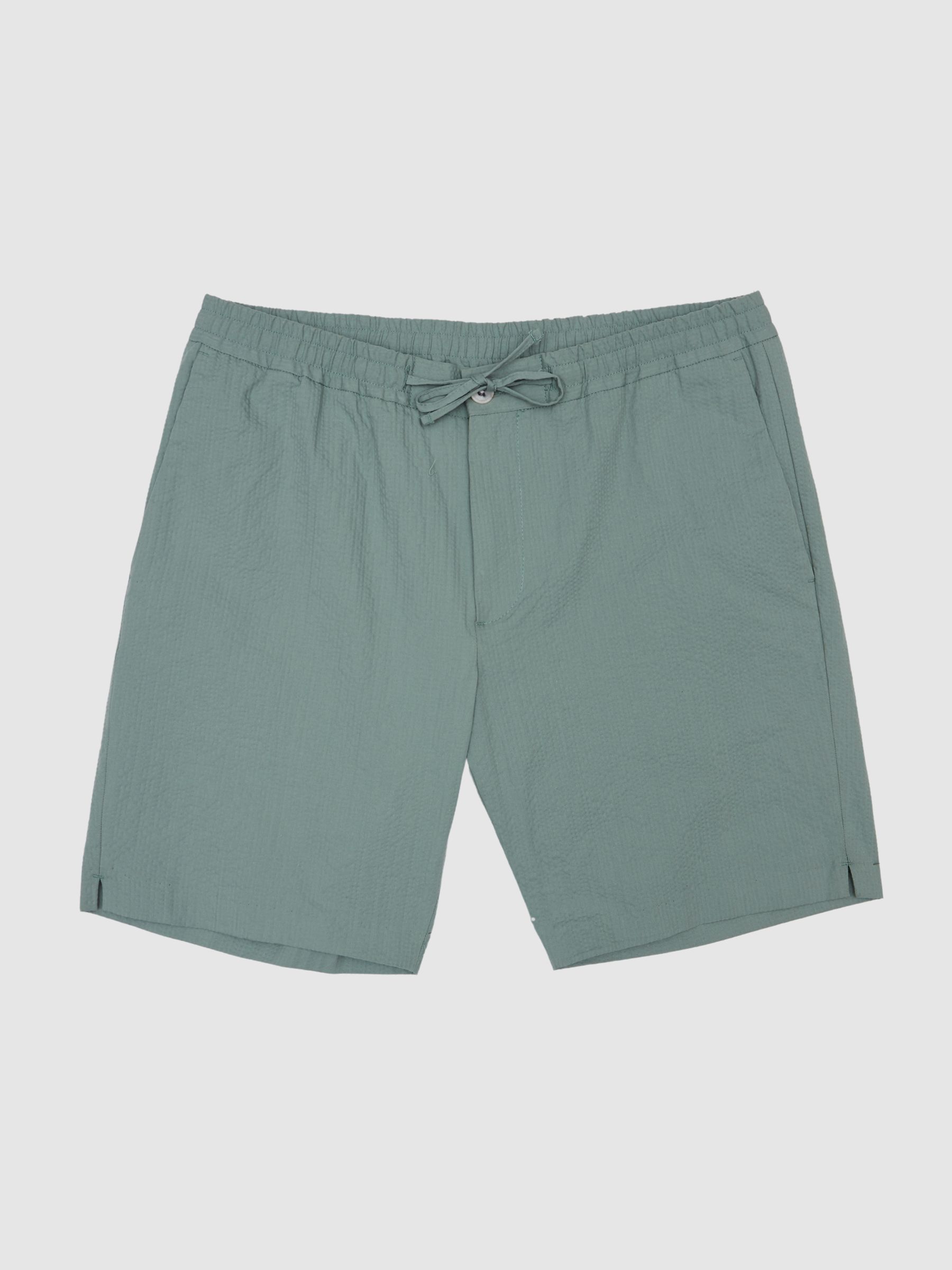 Drawstring Seersucker Short in Green - Image 2 of 7