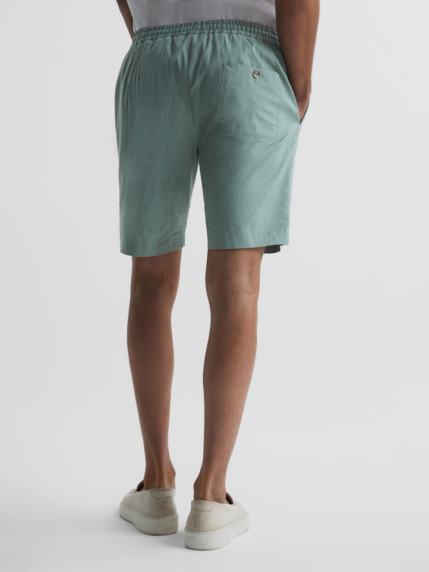 Drawstring Seersucker Short in Green - Image 5 of 7