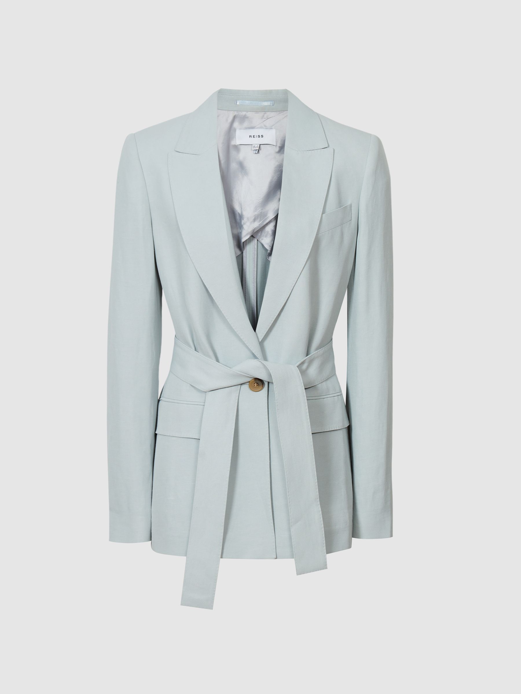 Tie Waist Blazer in Blue - Image 2 of 7 Tie Waist Blazer in Blue - Image 2 of 7