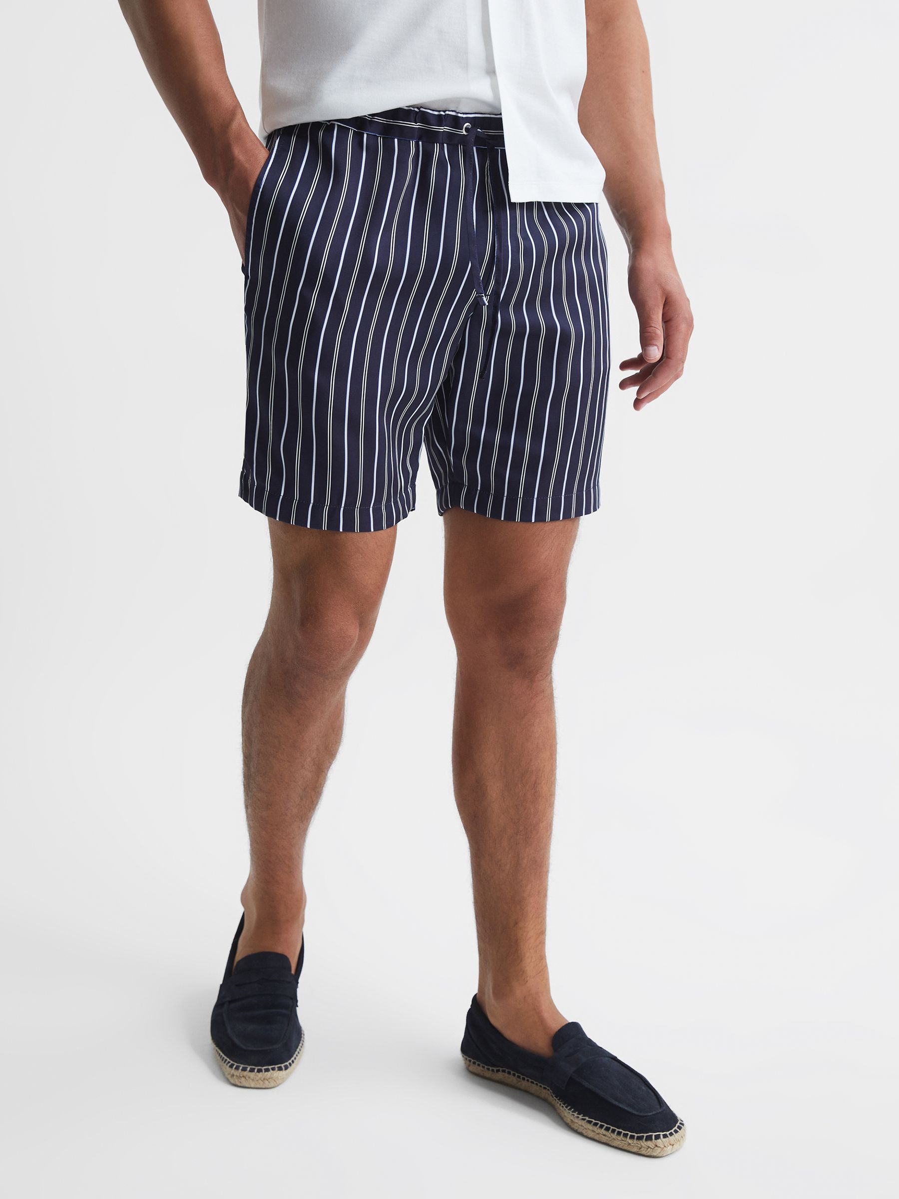 Striped Shorts in Ecru/Charc - Image 1 of 5