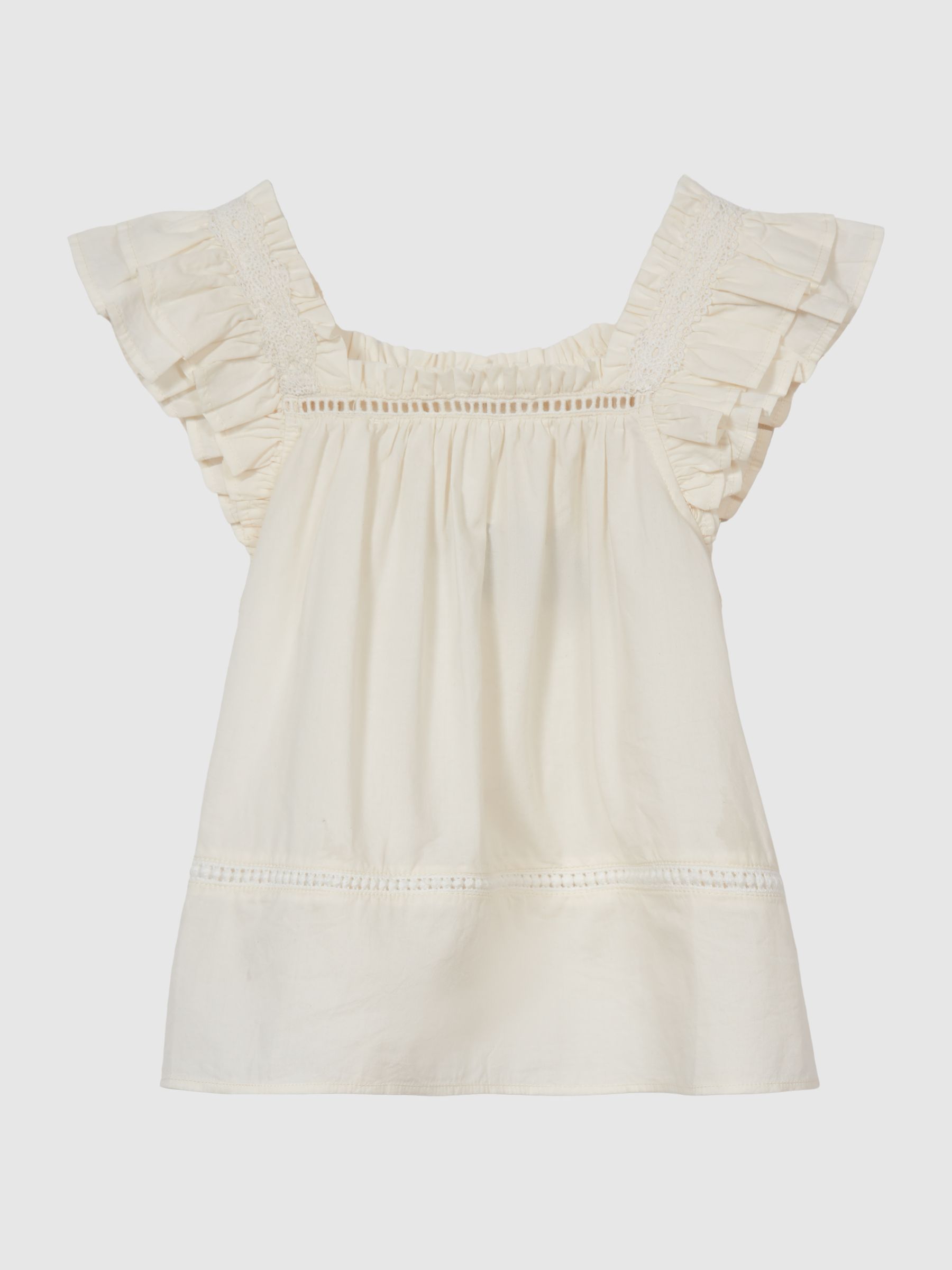 Ruffle Shoulder Top in Ivory - Image 2 of 5