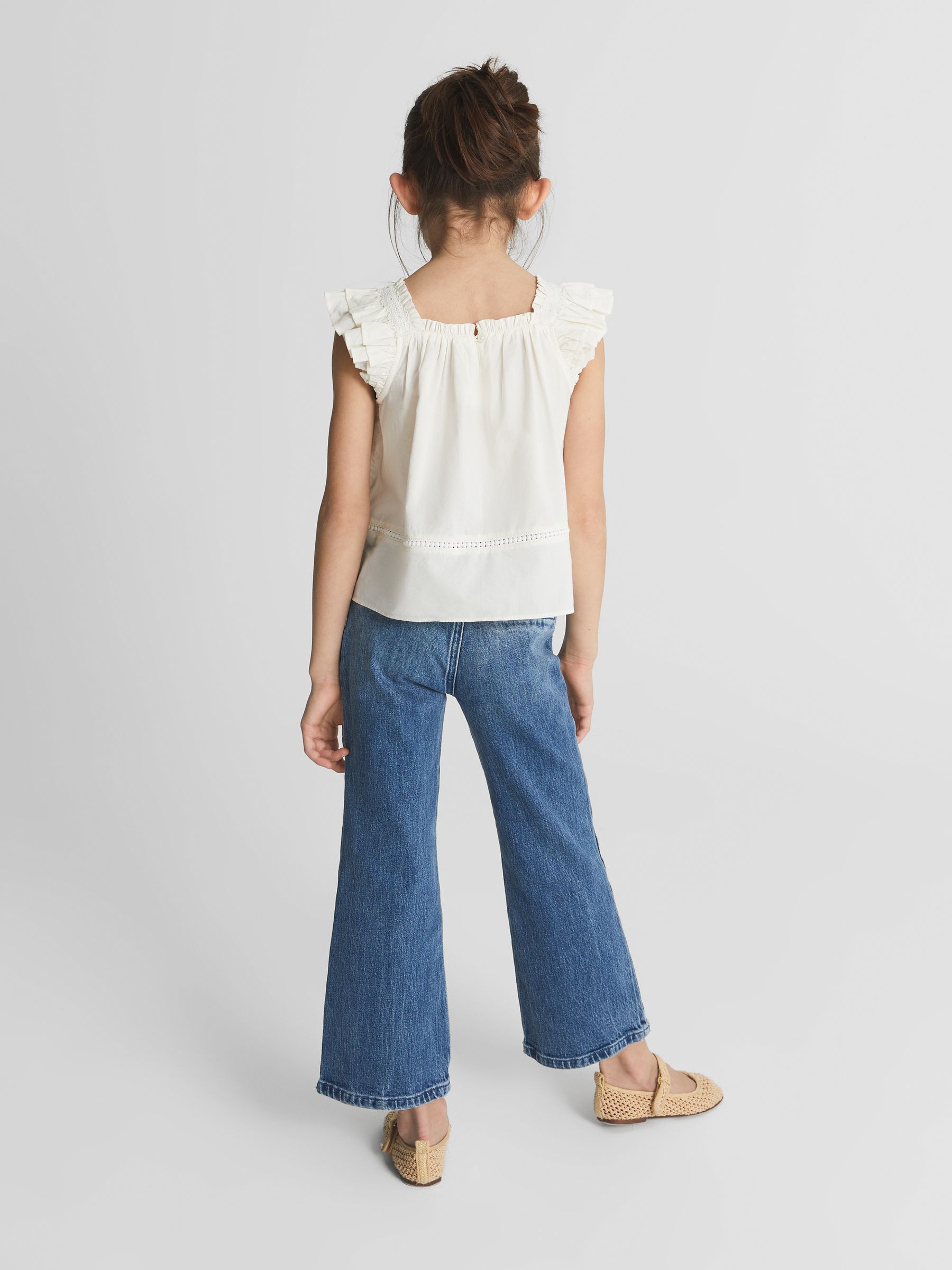 Ruffle Shoulder Top in Ivory - Image 4 of 5