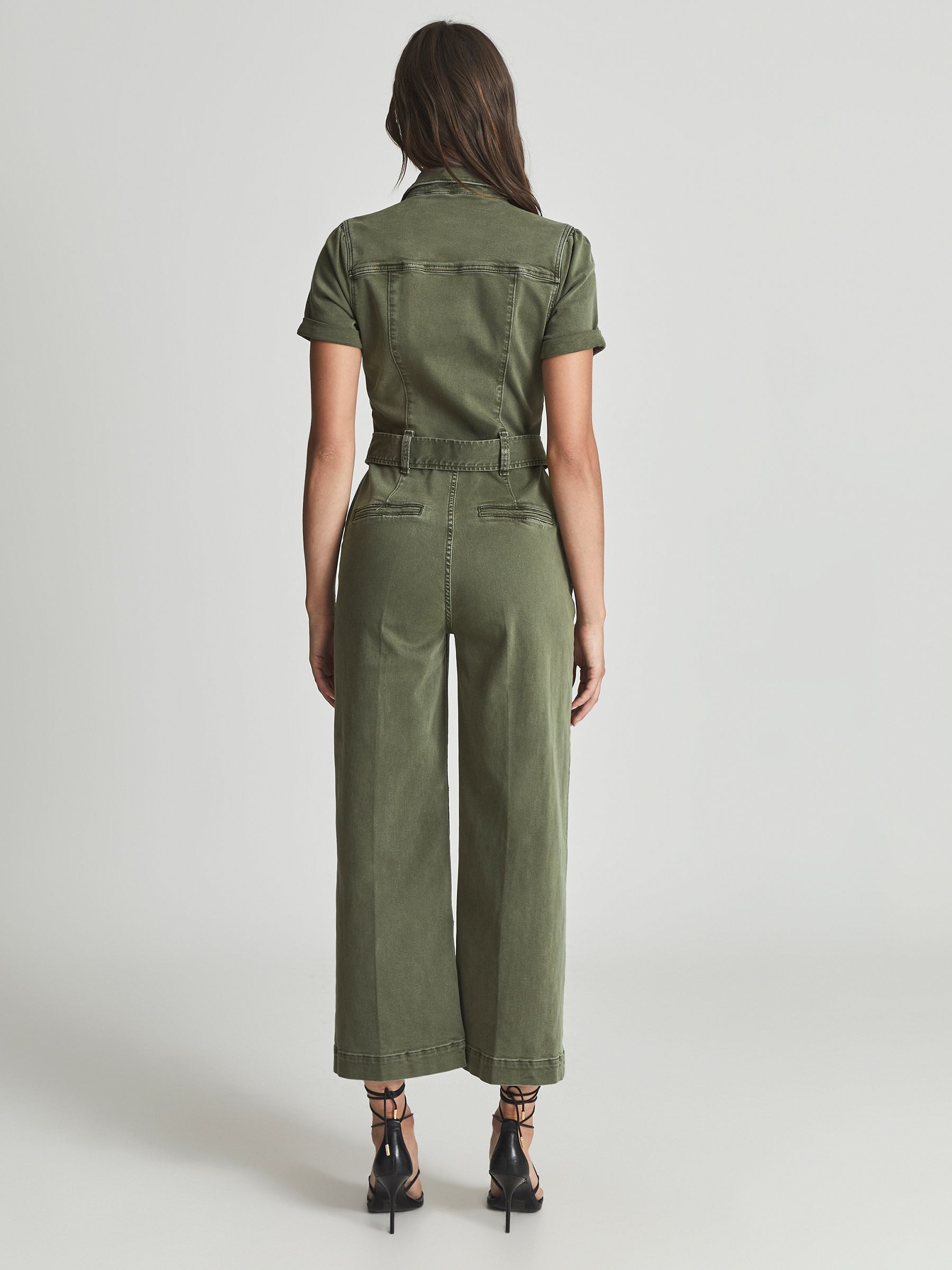 Paige Anessa Denim Jumpsuit in Green - Image 5 of 6