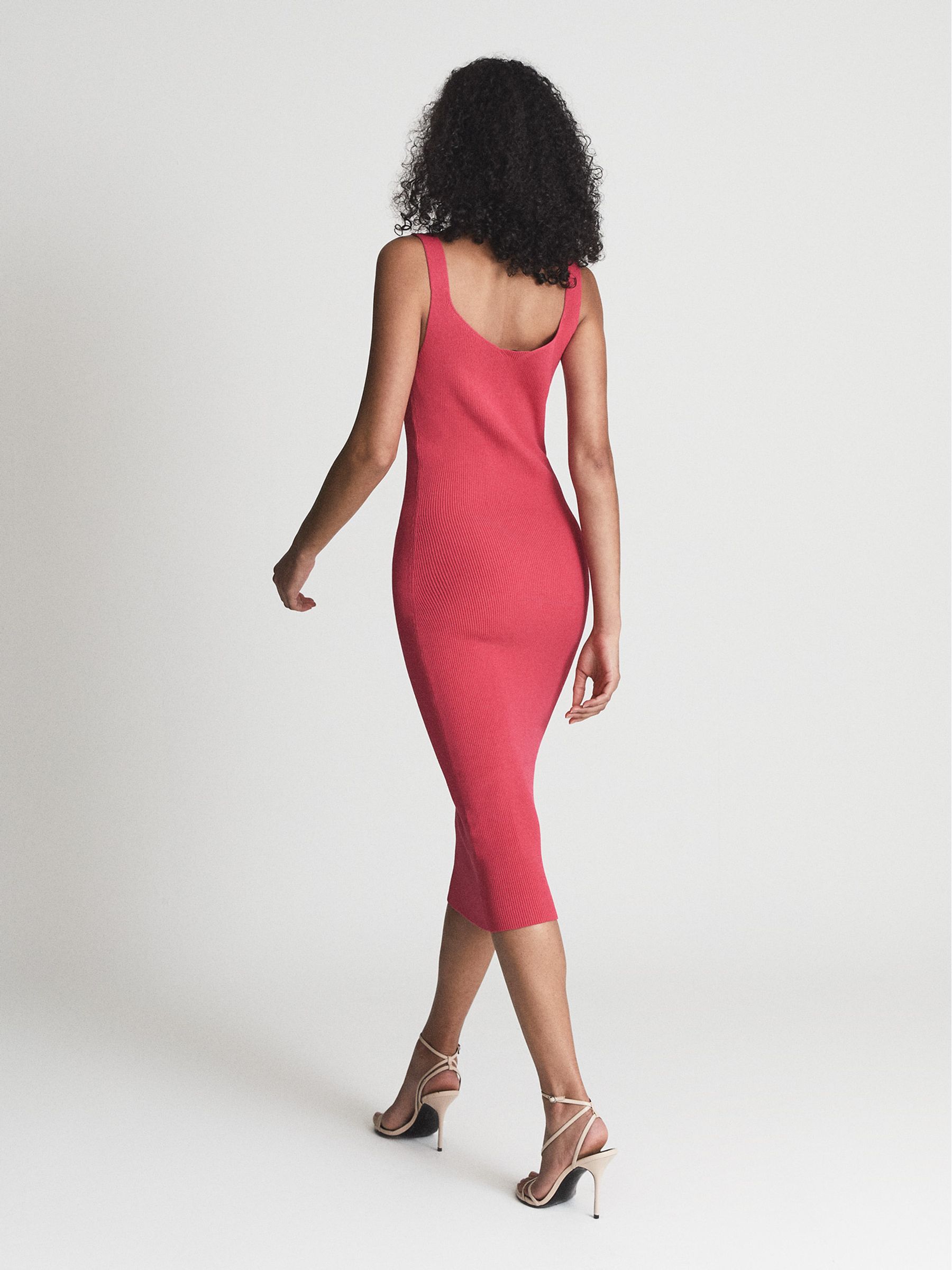 Sweetheart Neck Knitted Bodycon in Pink - Image 5 of 6