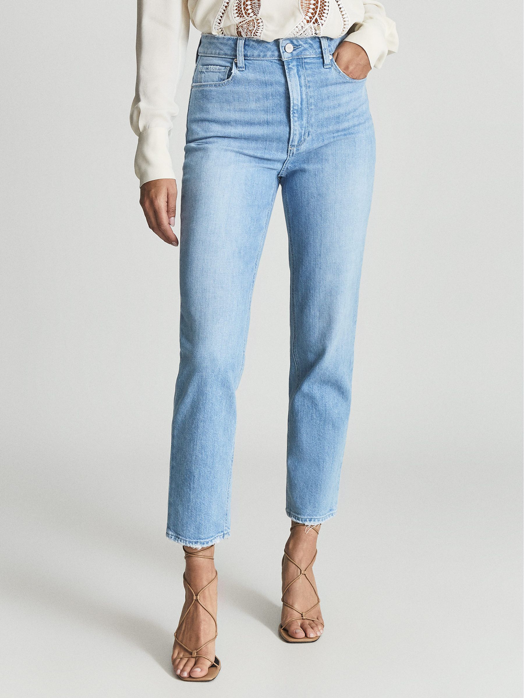 Paige Straight Leg Jeans in Light Blue - Image 3 of 7