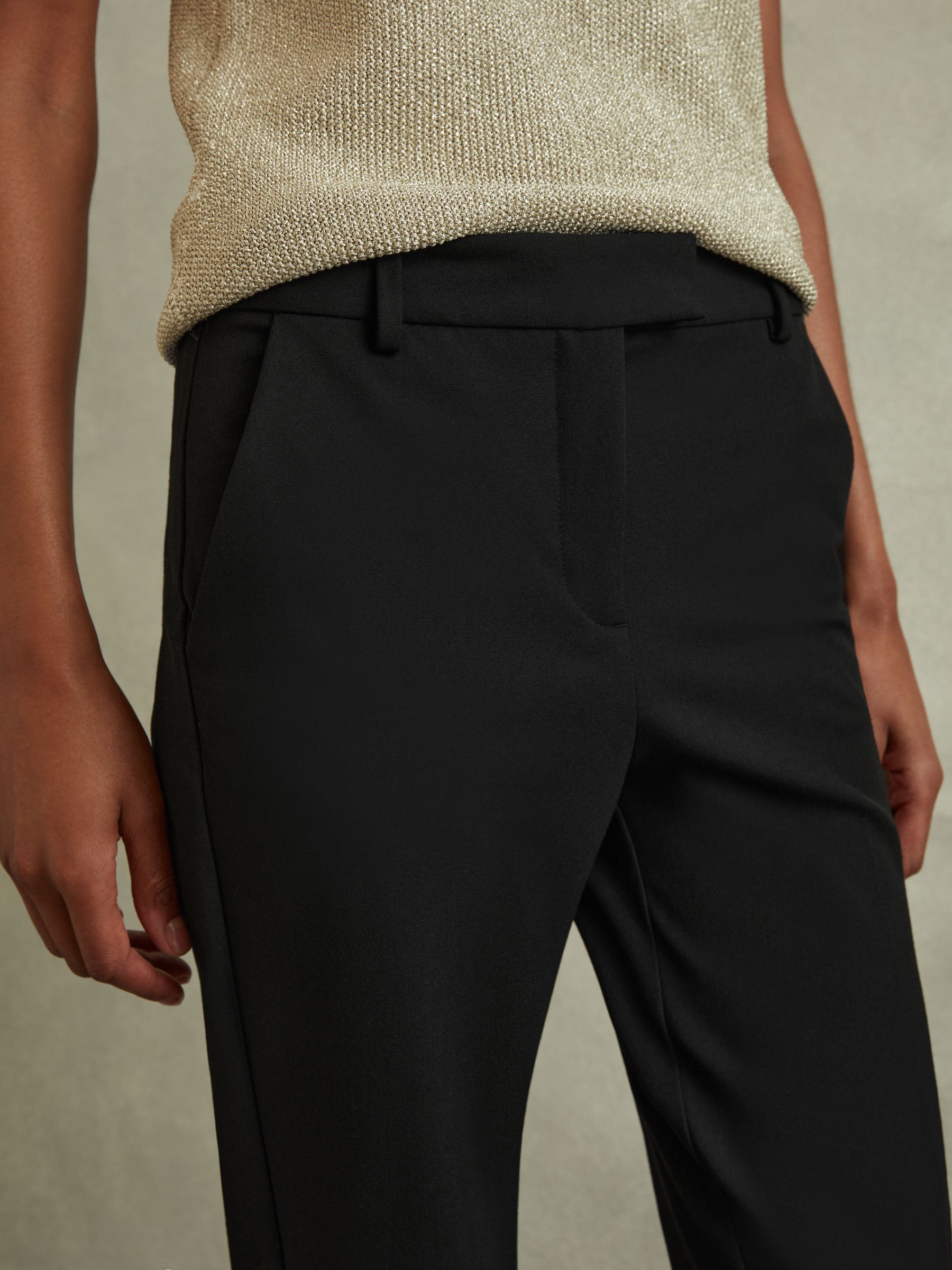 Slim Fit Tailored Trousers in Black - image 3
