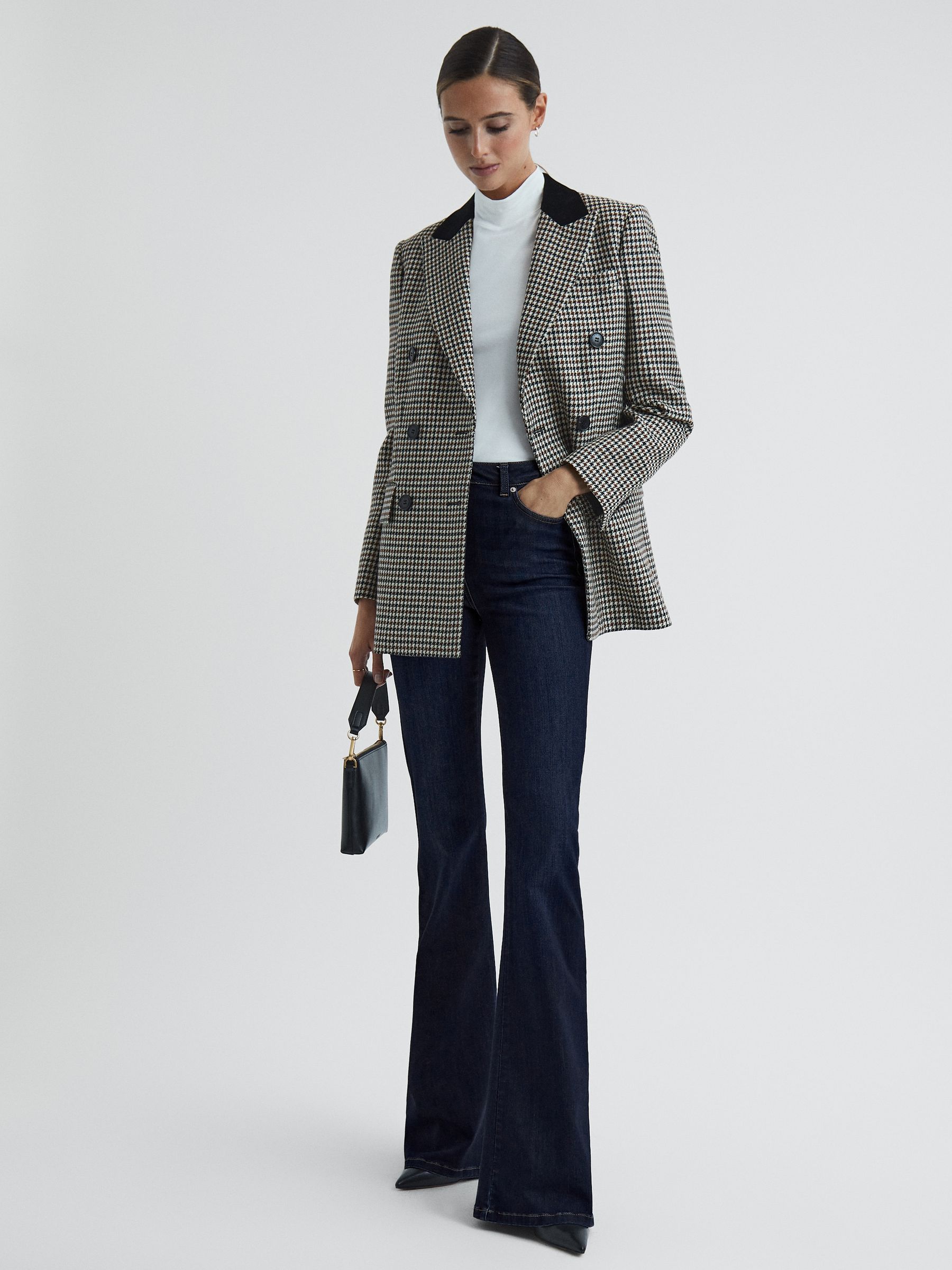 High Rise Skinny Flared Jeans in Dark Indigo - Image 1 of 5