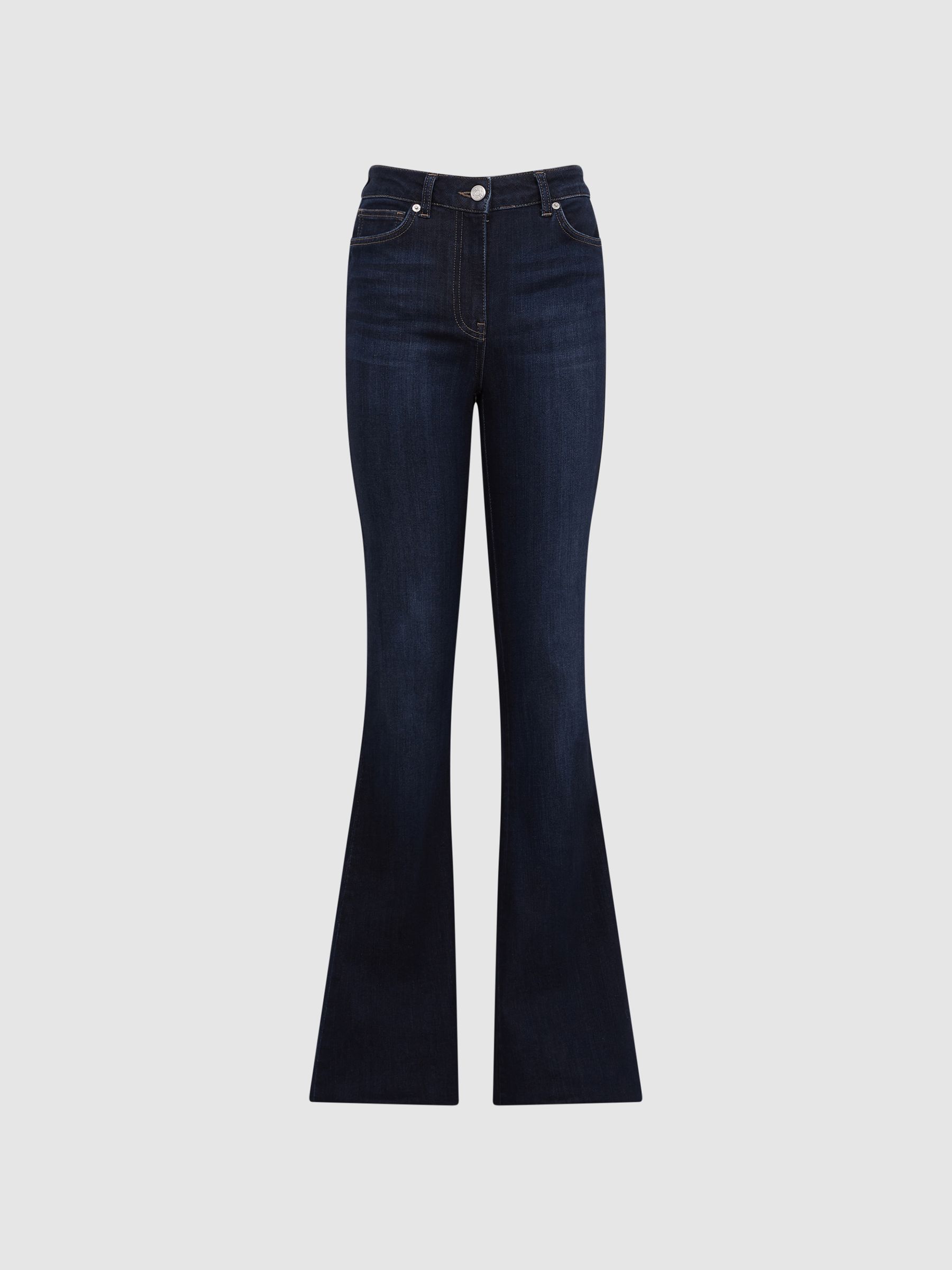 High Rise Skinny Flared Jeans in Dark Indigo - Image 2 of 5