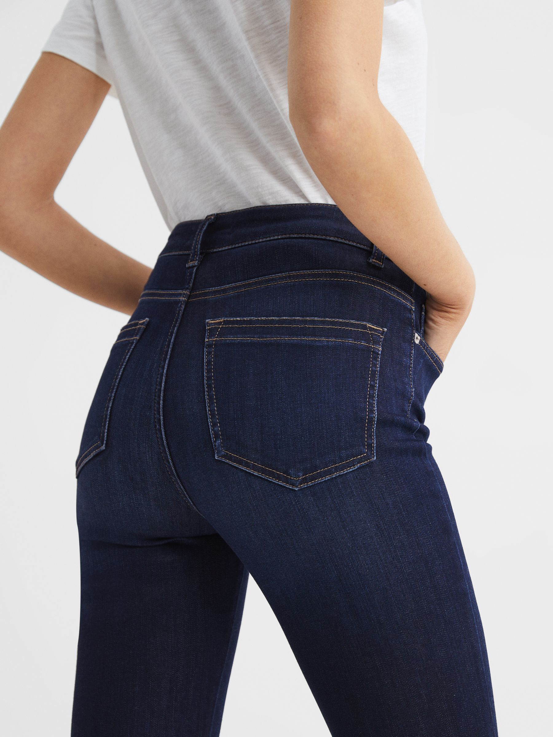 High Rise Skinny Flared Jeans in Dark Indigo - Image 7 of 8