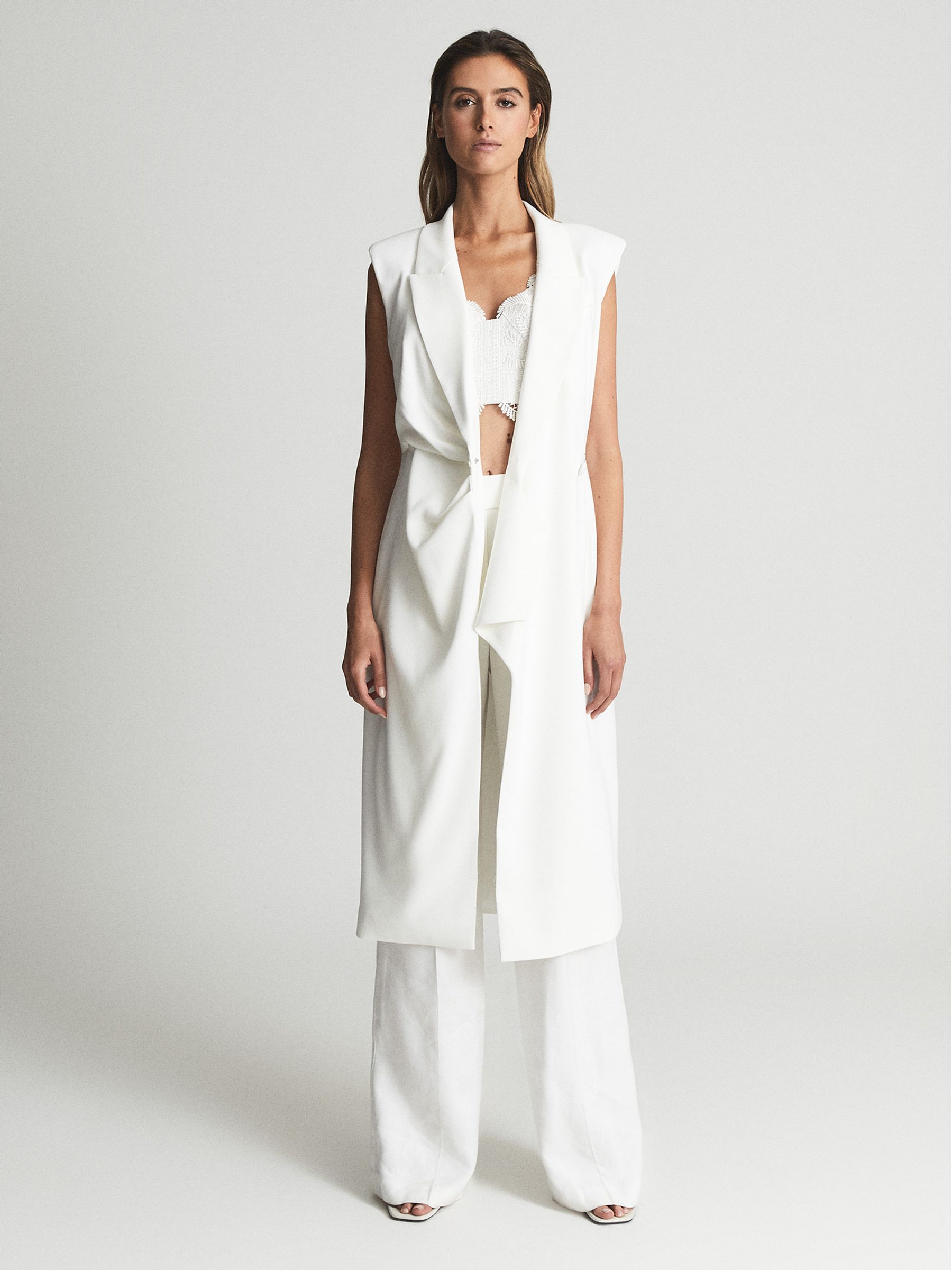 Tuxedo Bodycon Midi Dress in White - Image 7 of 7