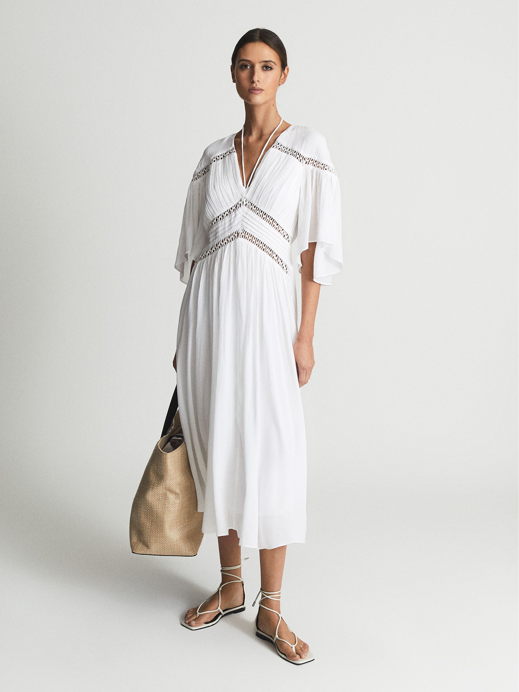 Macrame Midi Dress in White - Image 3 of 6