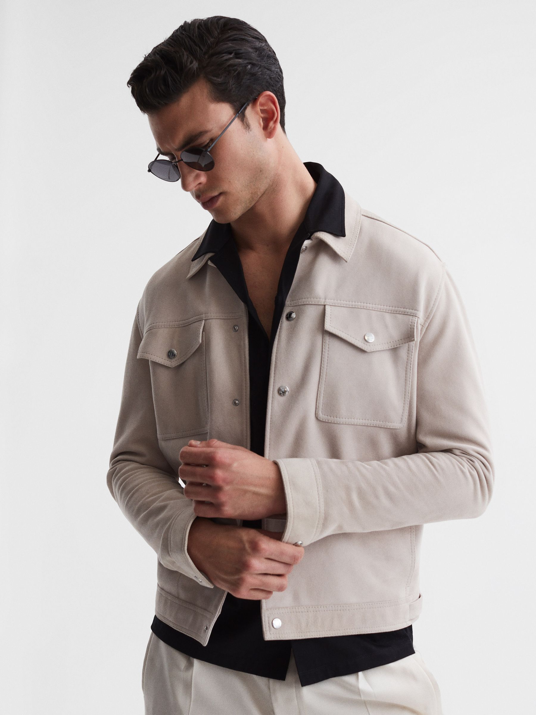Mercerised Jersey Cuban Collar Shirt in Black - Image 6 of 7