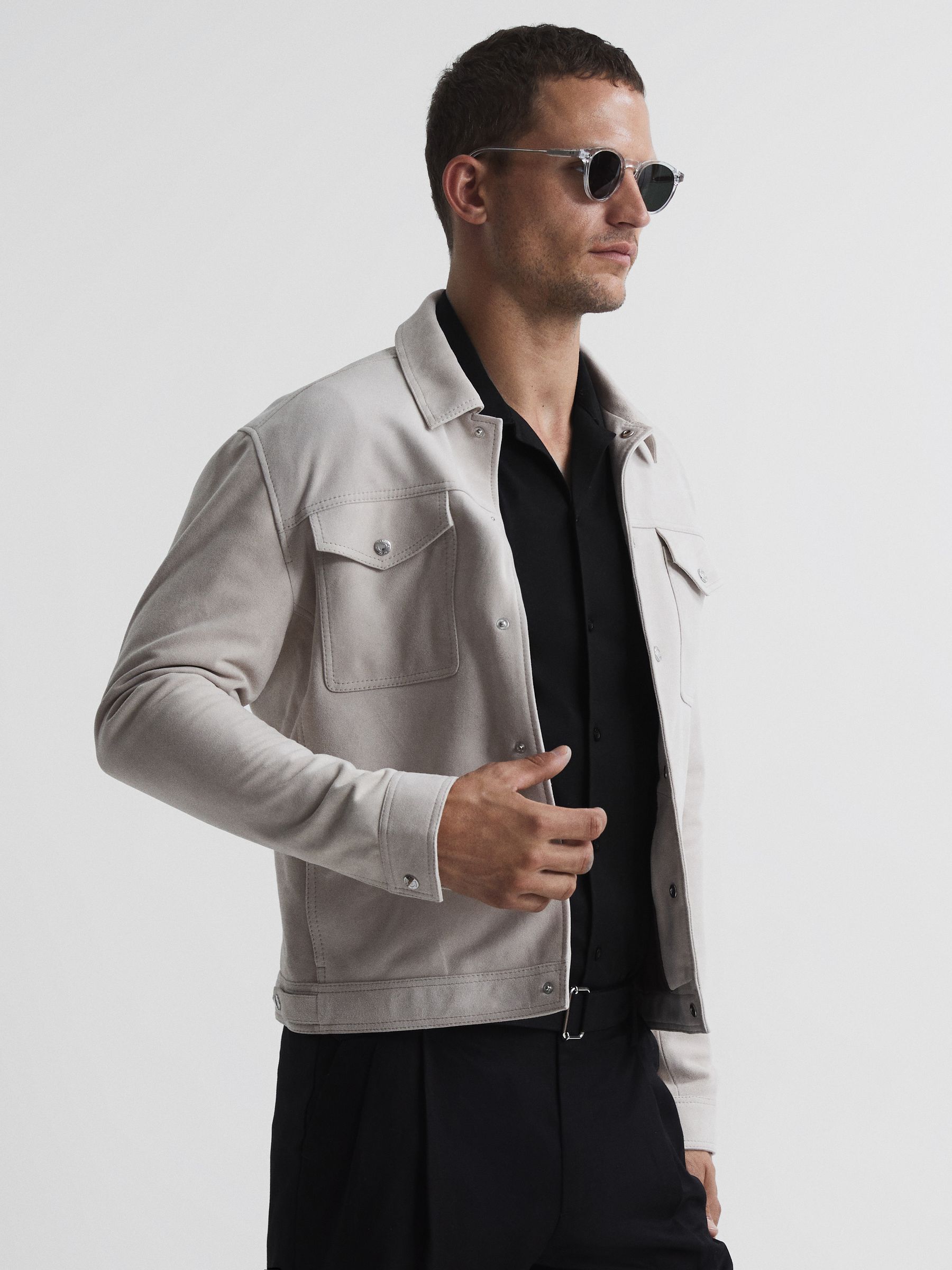 Mercerised Jersey Cuban Collar Shirt in Black - Image 7 of 7