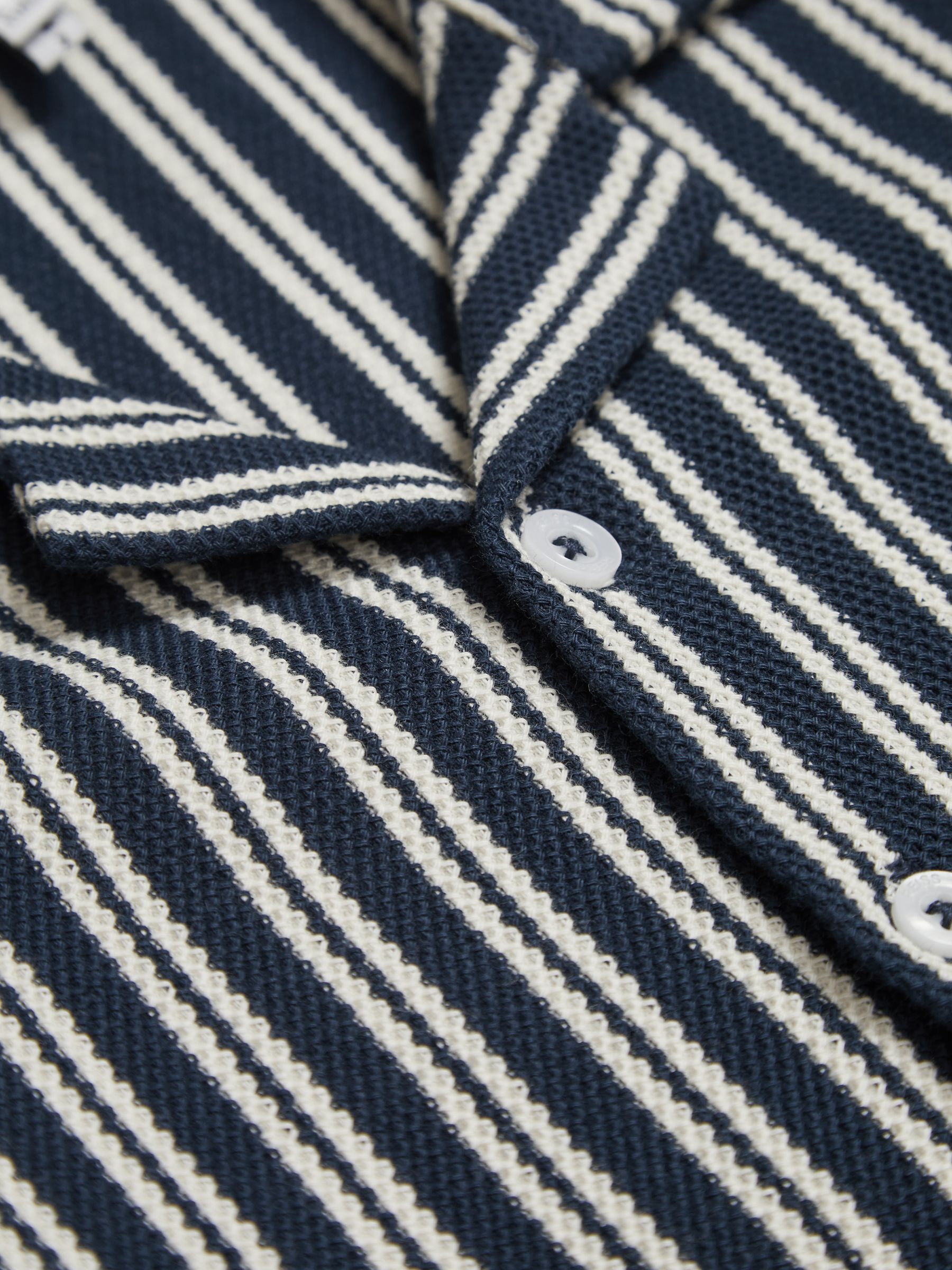 Cuban Collar Striped Shirt in Navy - Image 6 of 6
