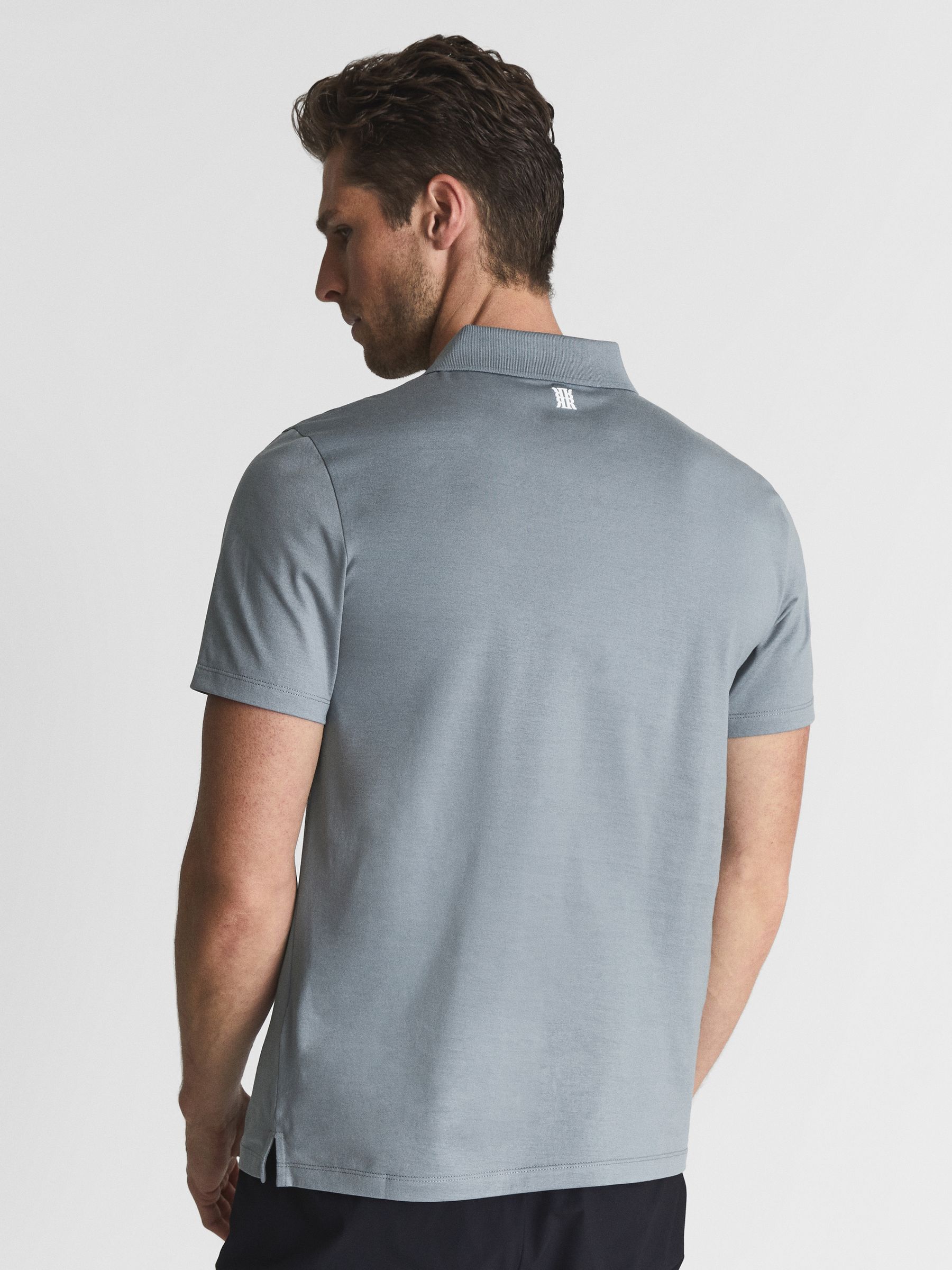 Mercerised Egyptian Cotton Polo Shirt in Ice - Image 5 of 6