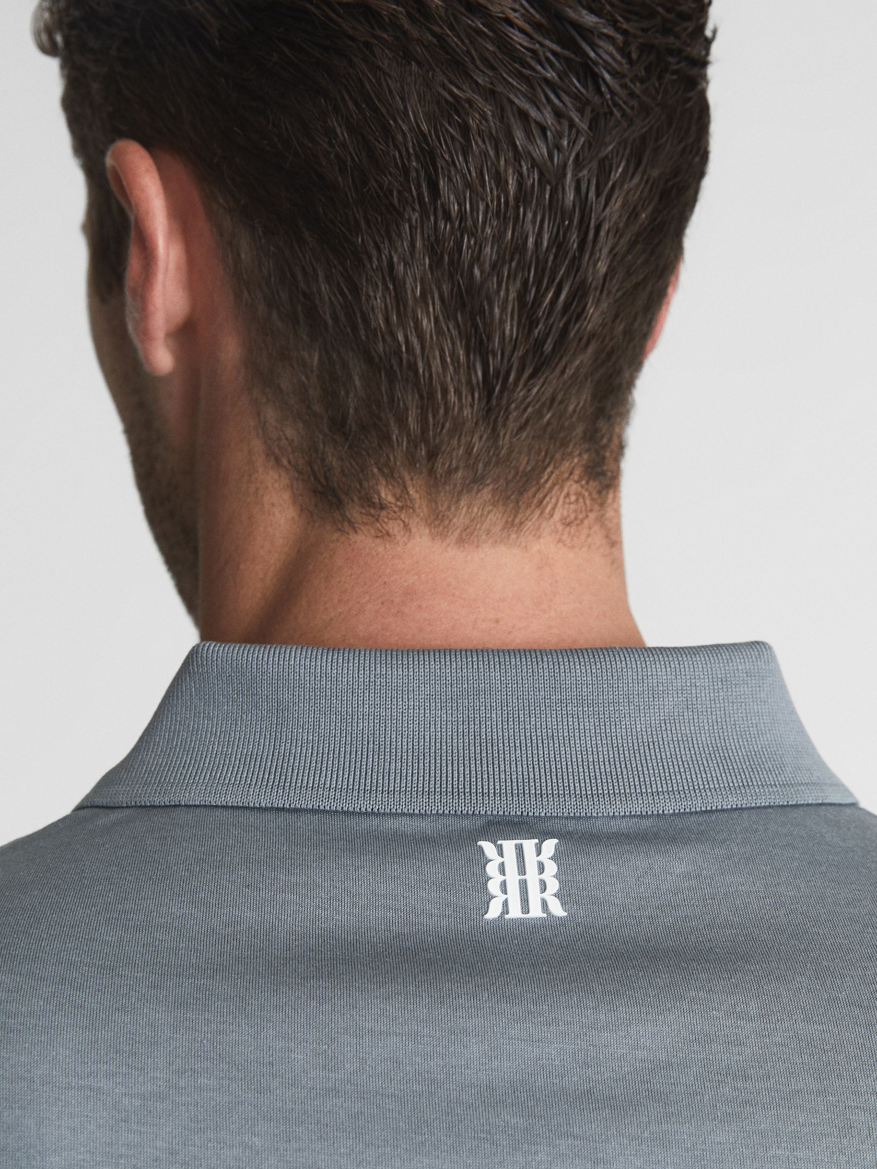 Mercerised Egyptian Cotton Polo Shirt in Ice - Image 6 of 6