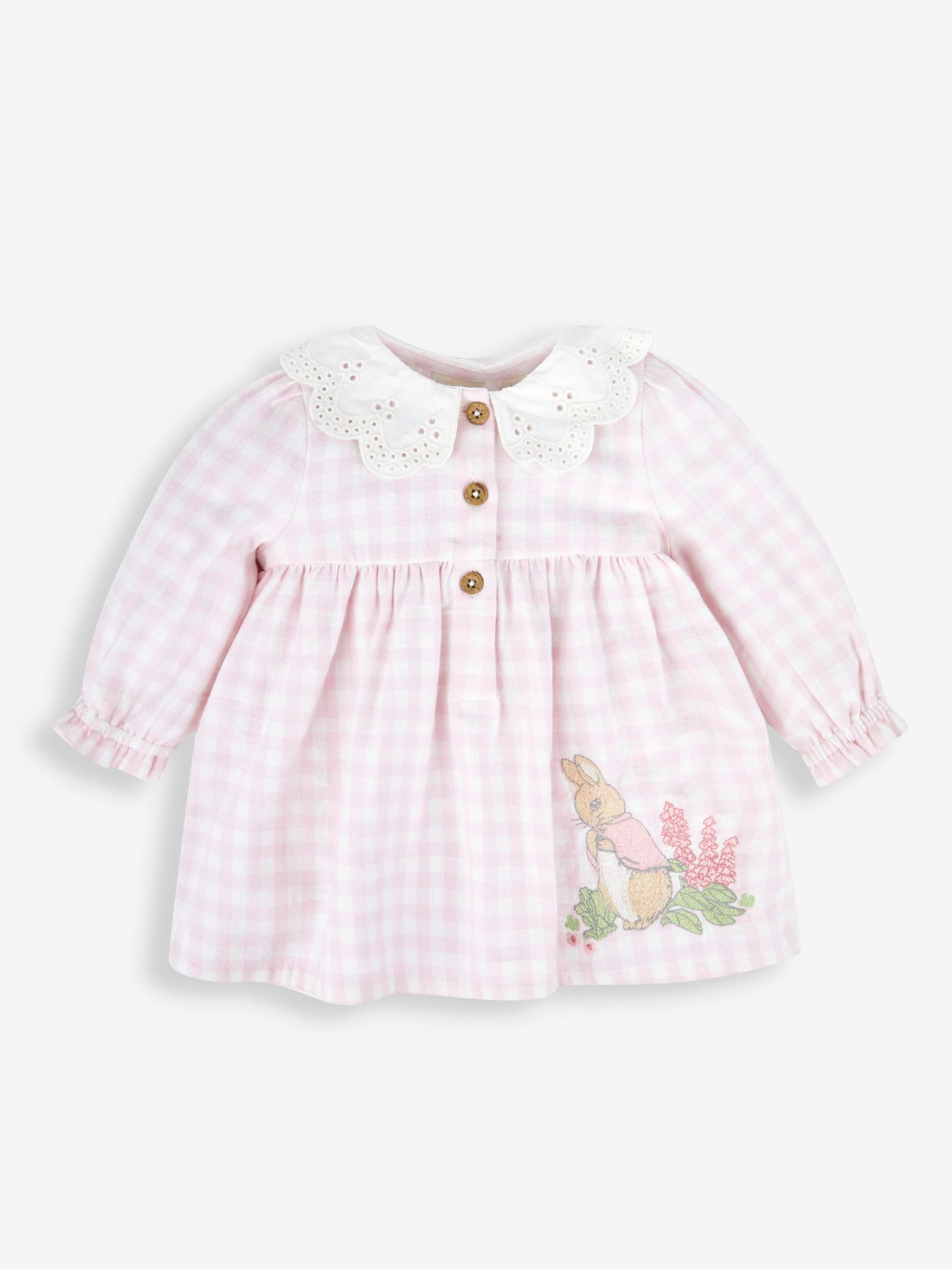Peter Rabbit Gingham Appliqué Dress & Tights Set in Pink - Image 5 of 8