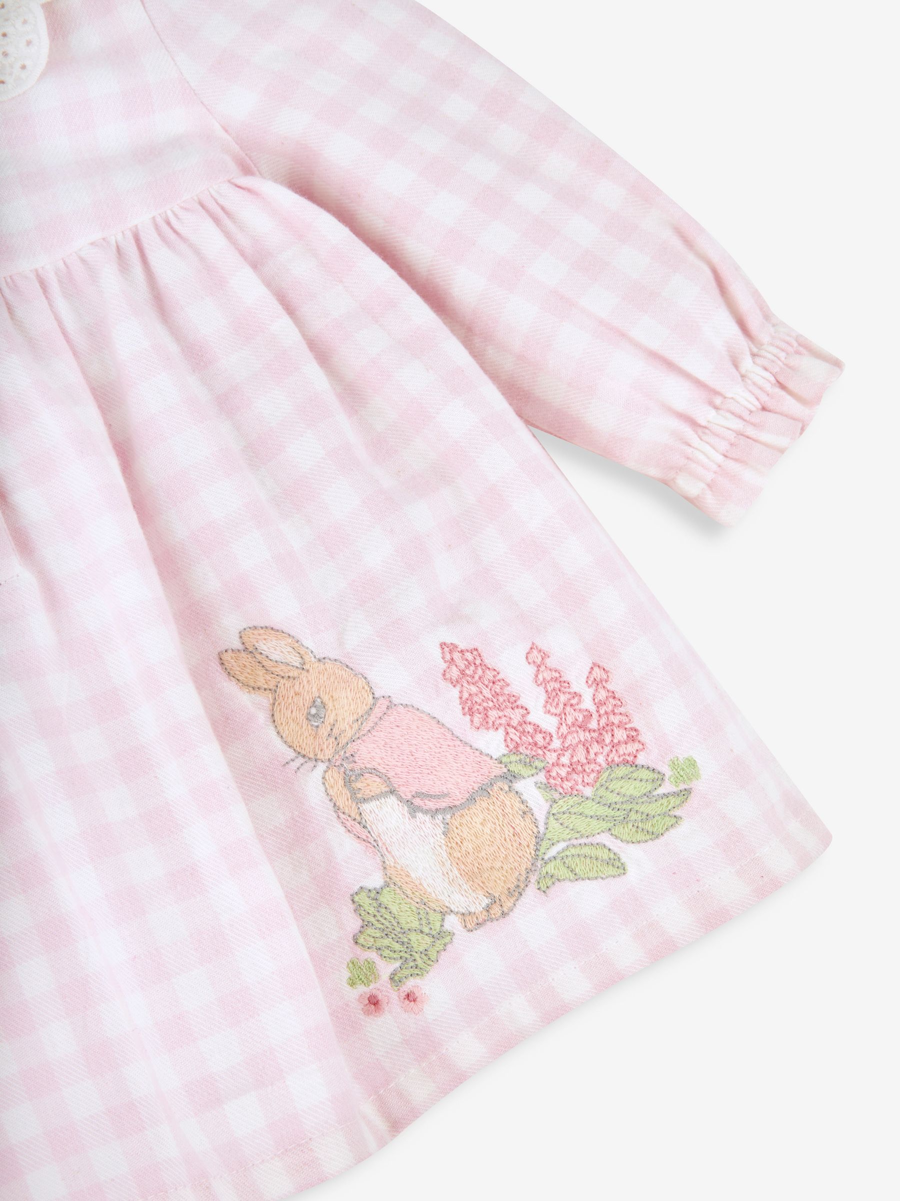Peter Rabbit Gingham Appliqué Dress & Tights Set in Pink - Image 8 of 8