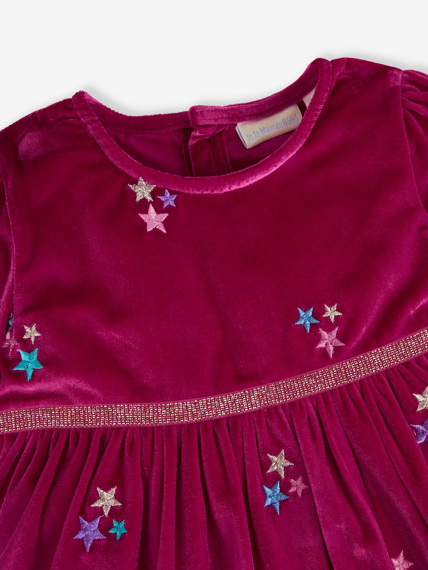 Fuchsia Star Embroidered Velour Party Dress - Image 3 of 4