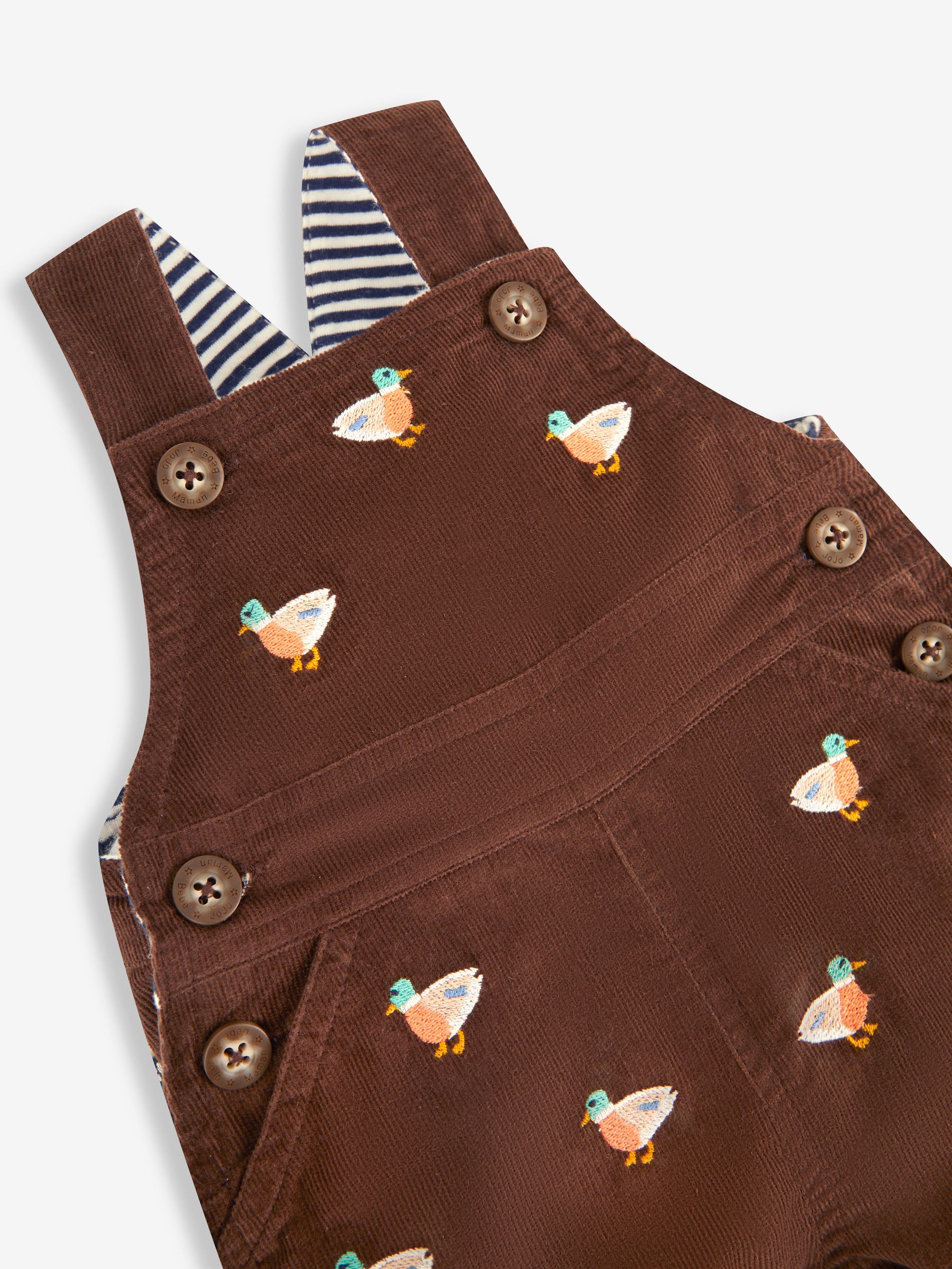 Brown Duck Embroidered Cord Dungarees - Image 3 of 3