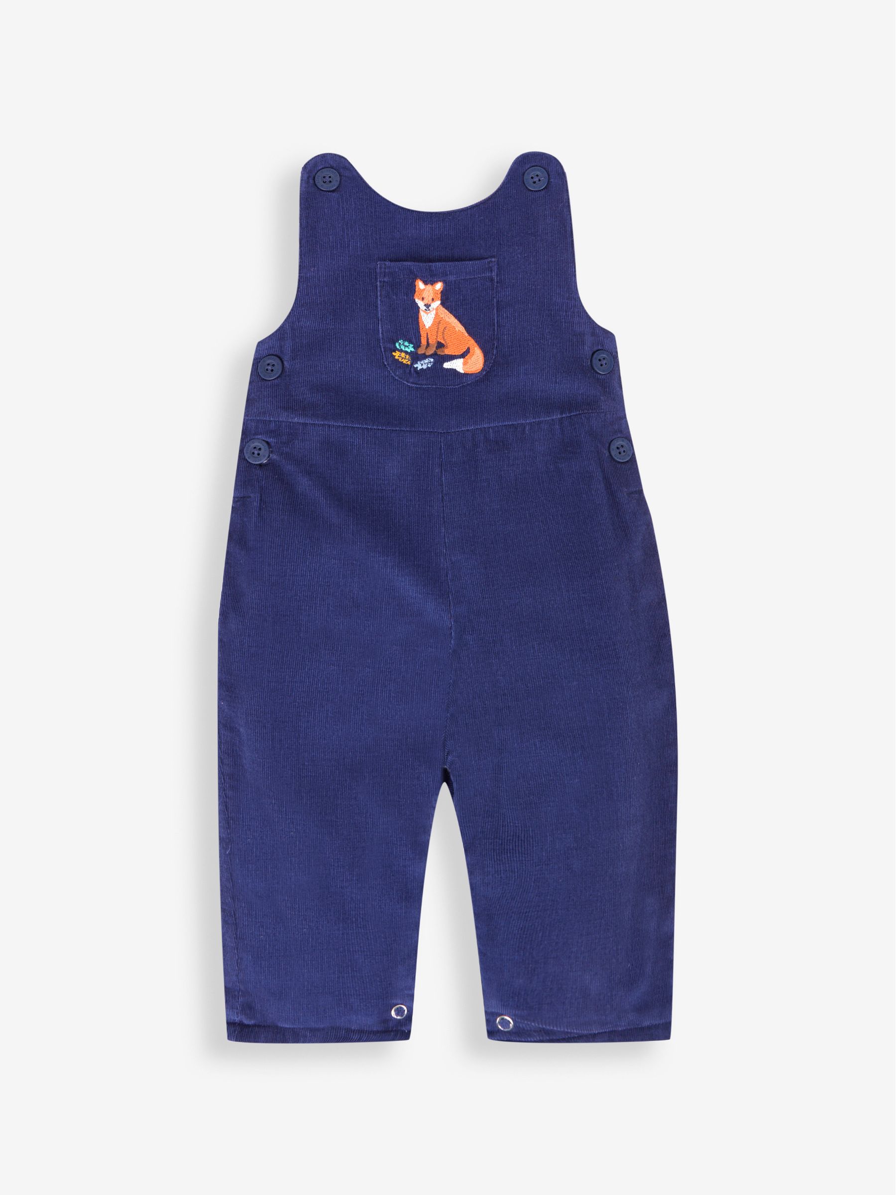 Navy Blue Fox Embroidered Pocket Cord Dungarees - Image 1 of 3
