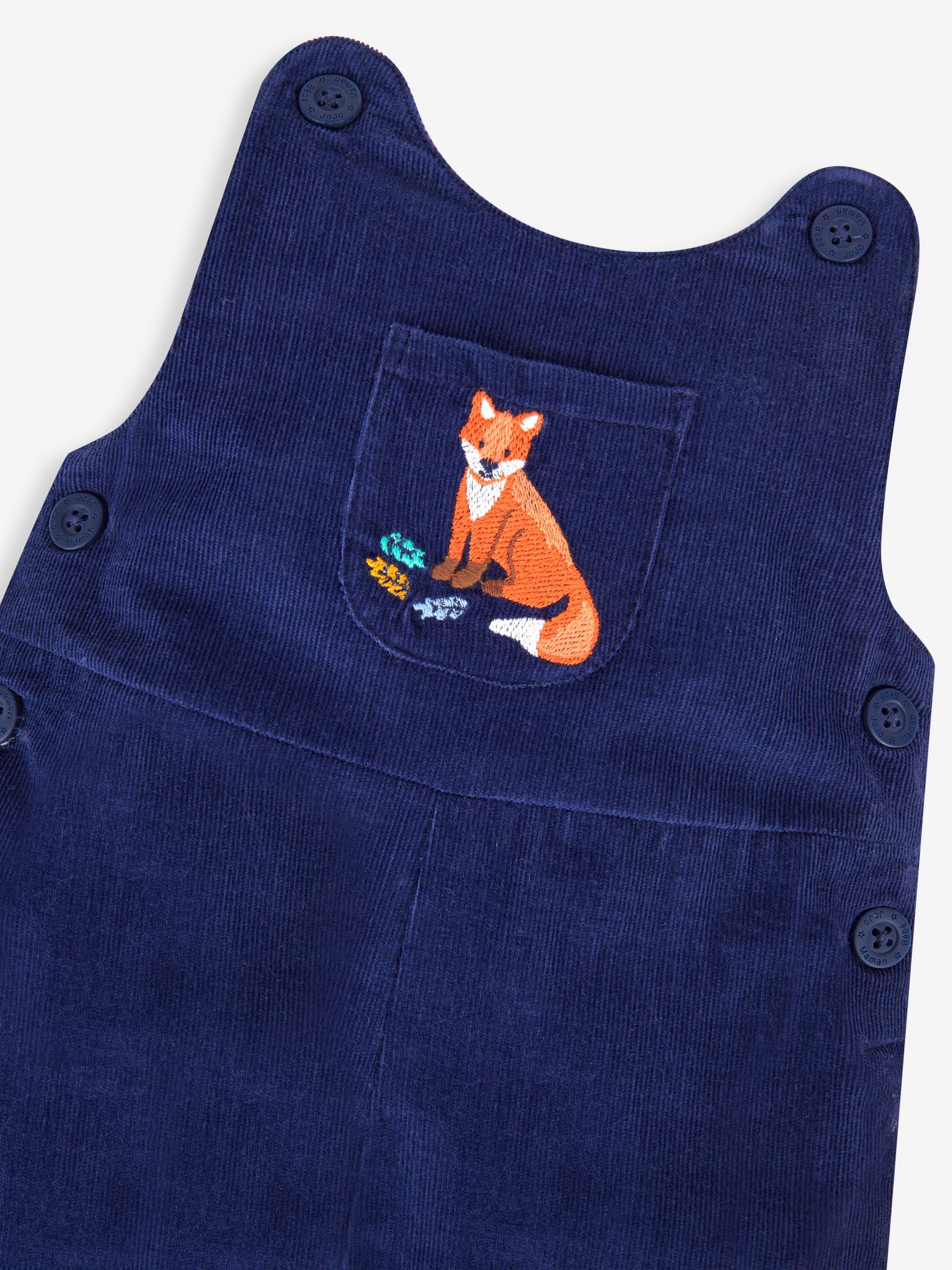Navy Blue Fox Embroidered Pocket Cord Dungarees - Image 3 of 3