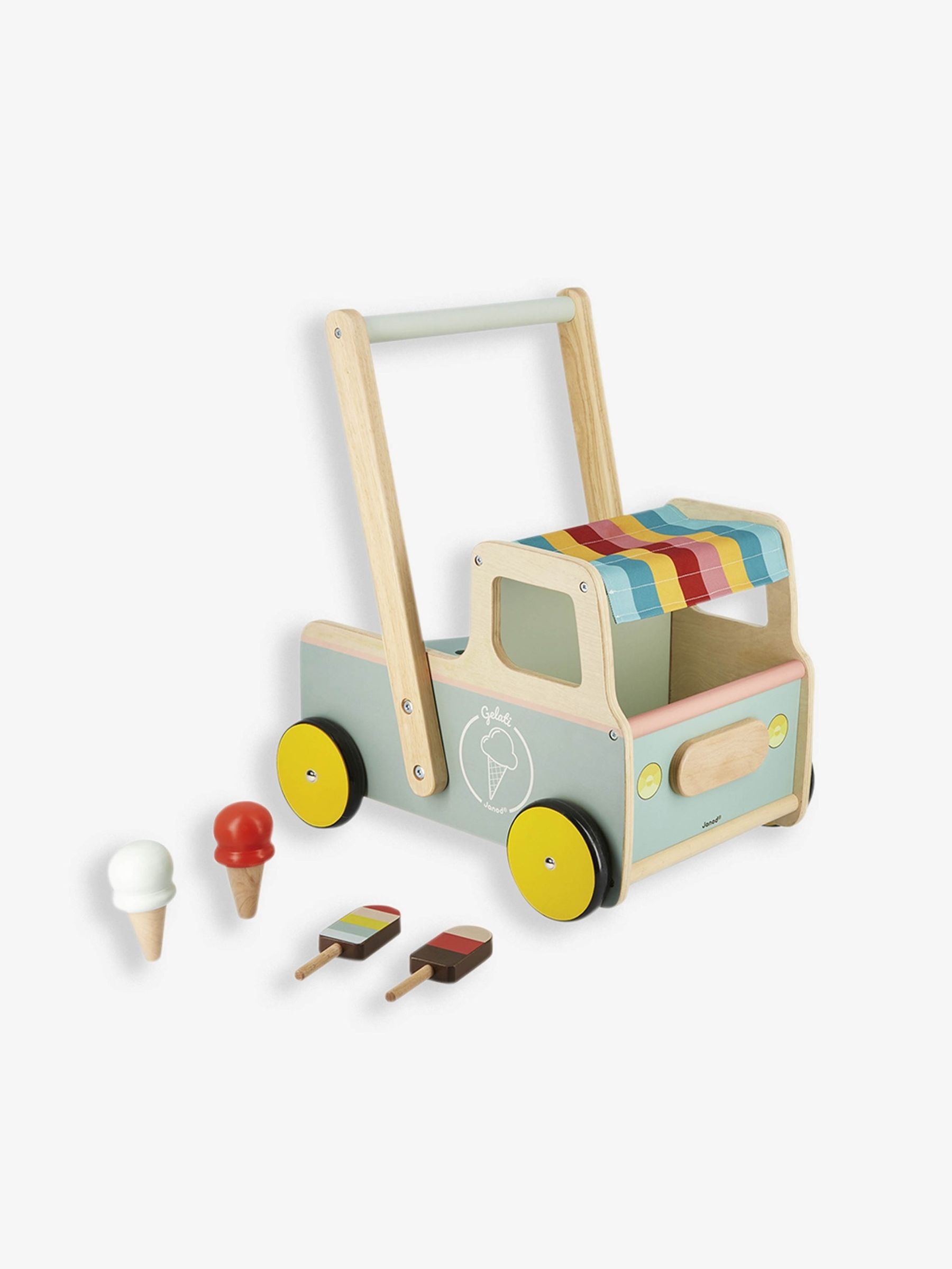 Janod Ice Cream Cart Push Along Trollet - Image 1 of 3