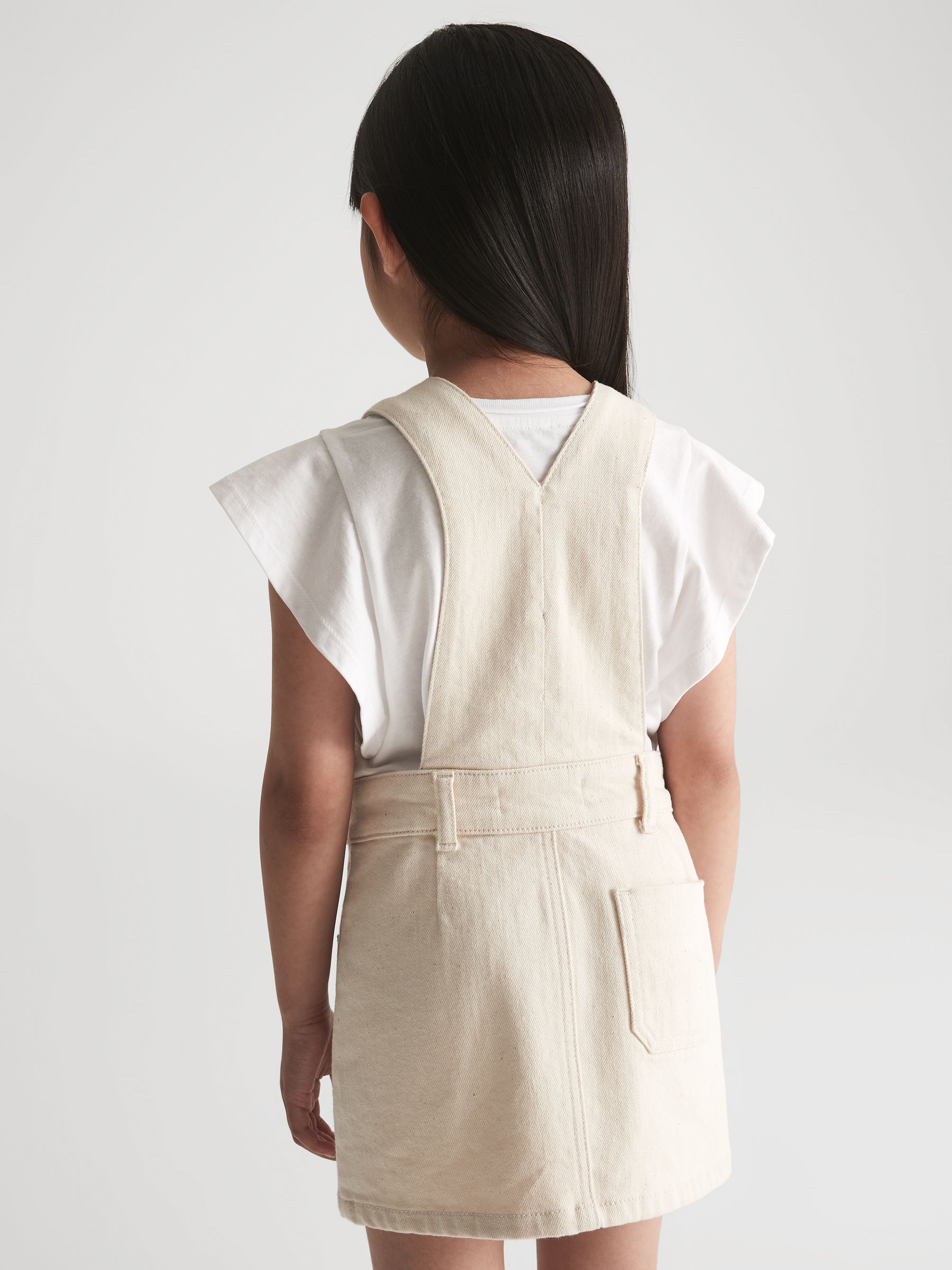 Denim Dungaree Dress in Ecru - Image 5 of 6