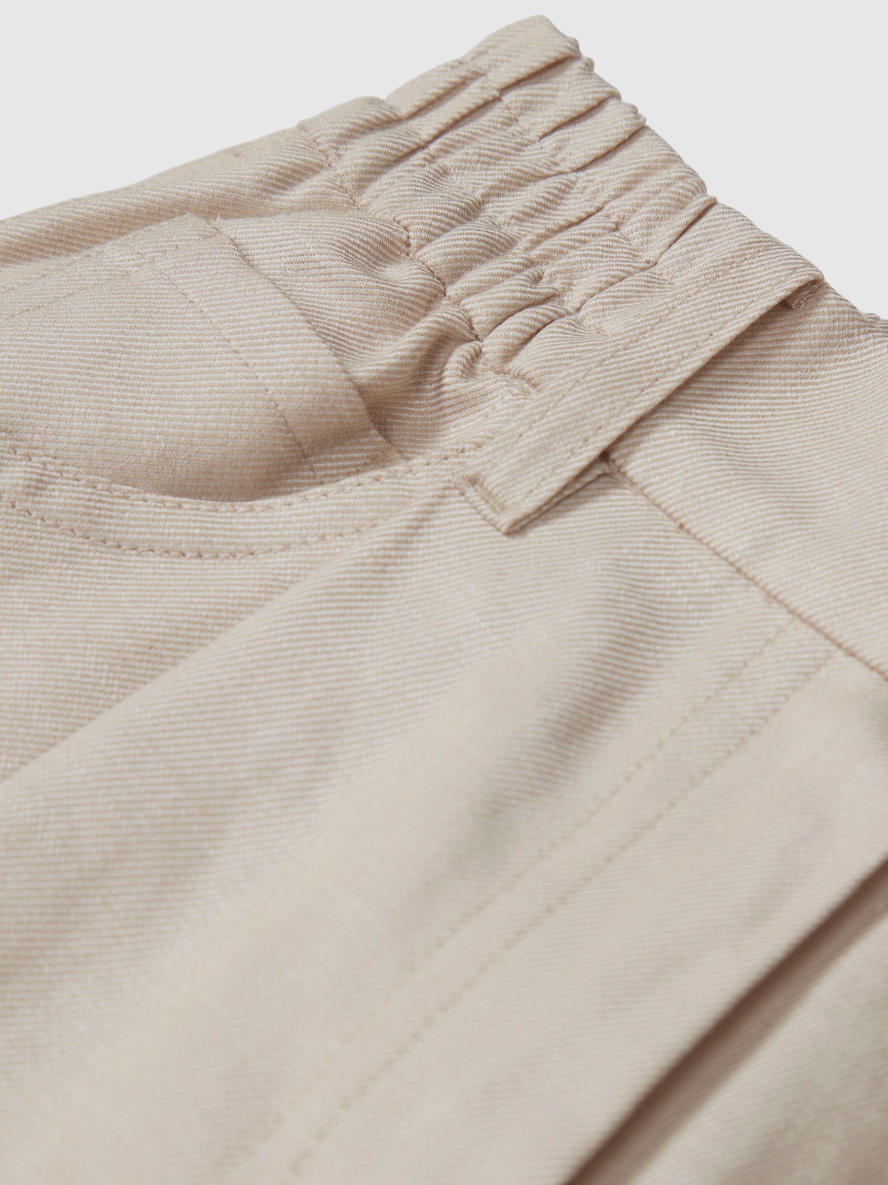 Linen Blend Pull On Trousers in Oatmeal - Image 5 of 5