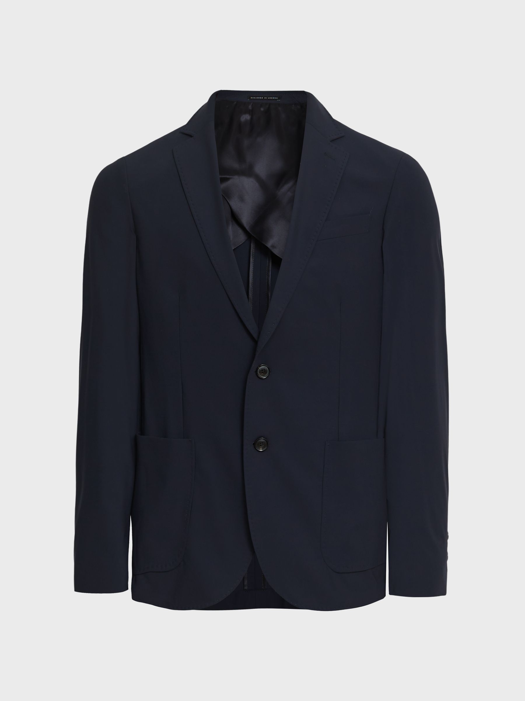 Voyage Navy Single Breasted Technical Slim Fit Blazer - Image 2 of 7