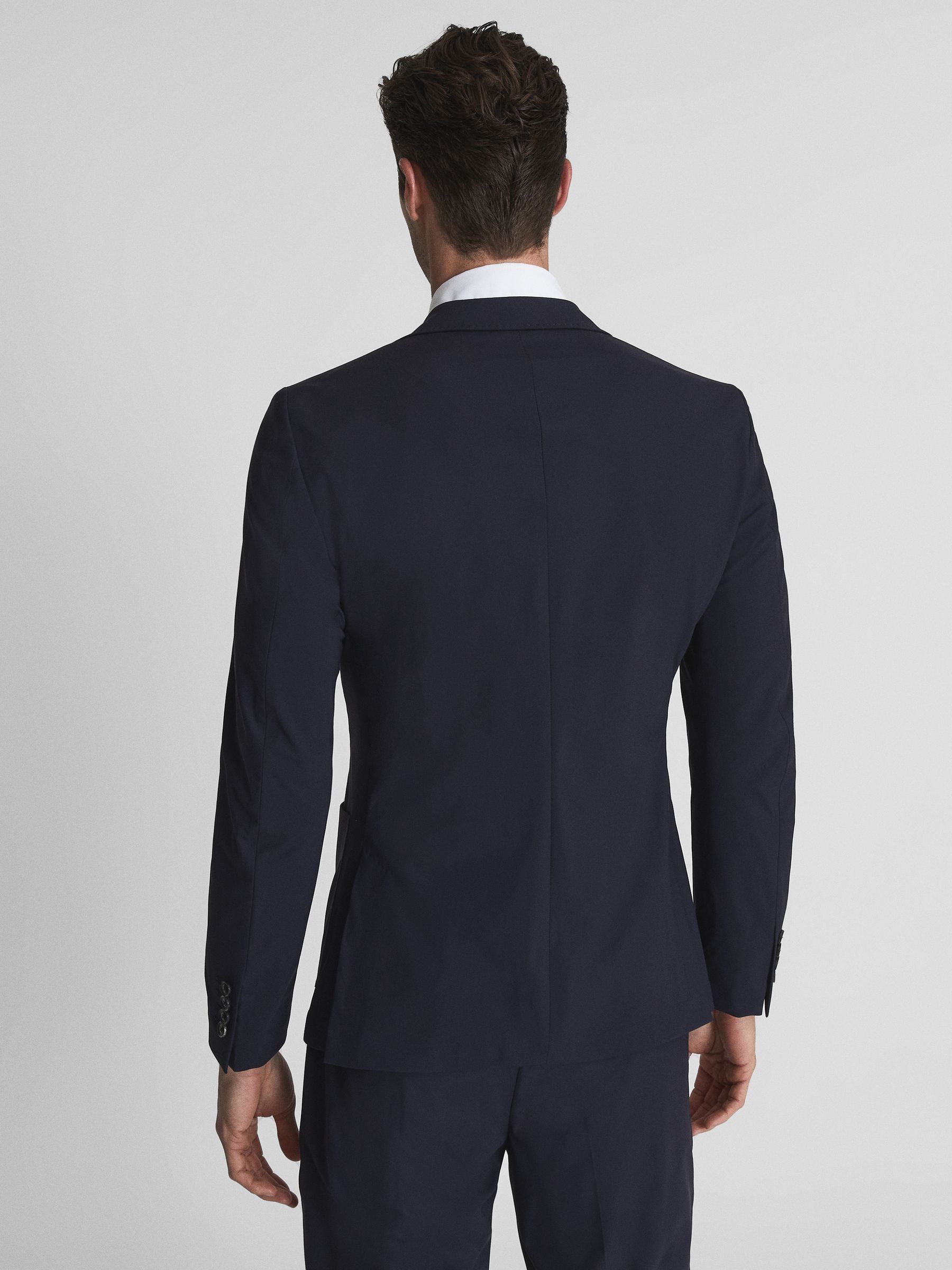Voyage Navy Single Breasted Technical Slim Fit Blazer - Image 5 of 7