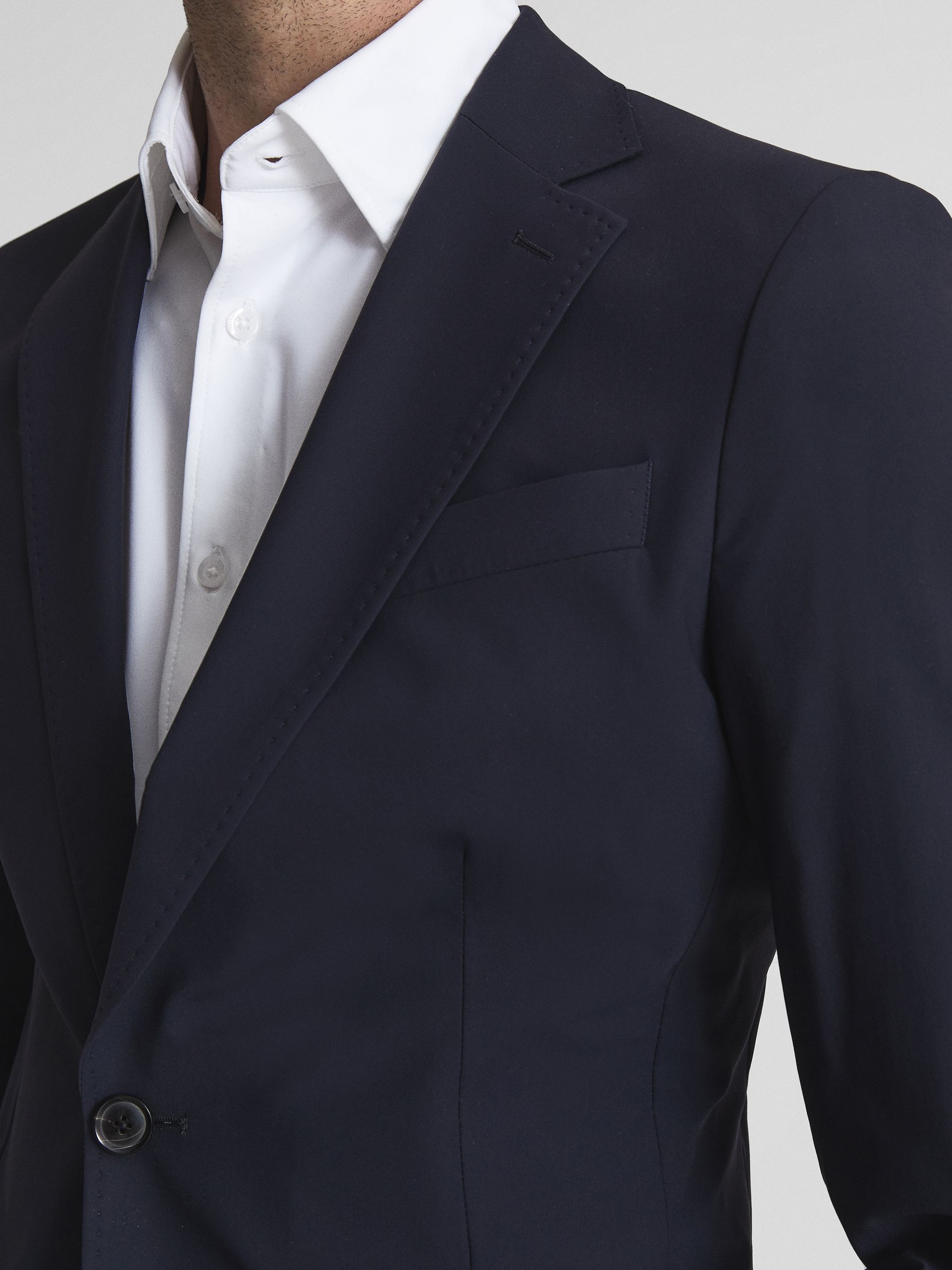 Voyage Navy Single Breasted Technical Slim Fit Blazer - Image 6 of 7