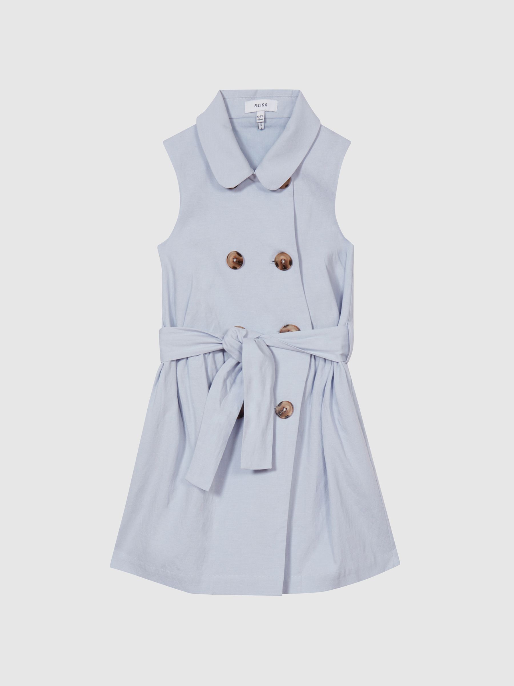 Linen Blend Mini Dress in Pale Blue - Image 2 of 6